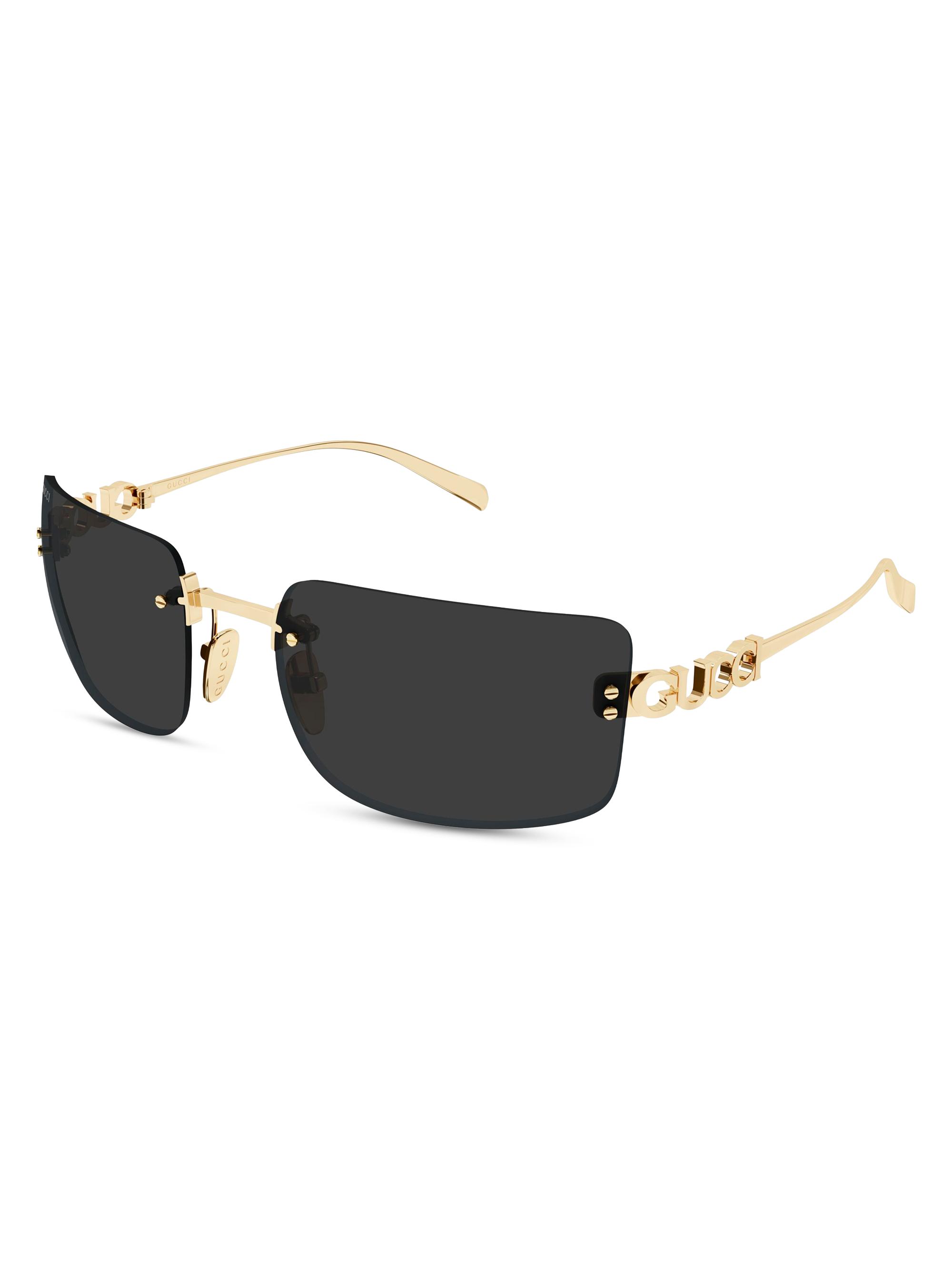 Gucci Women's  Block Bending 61MM Rectangular Sunglasses - Gold Black