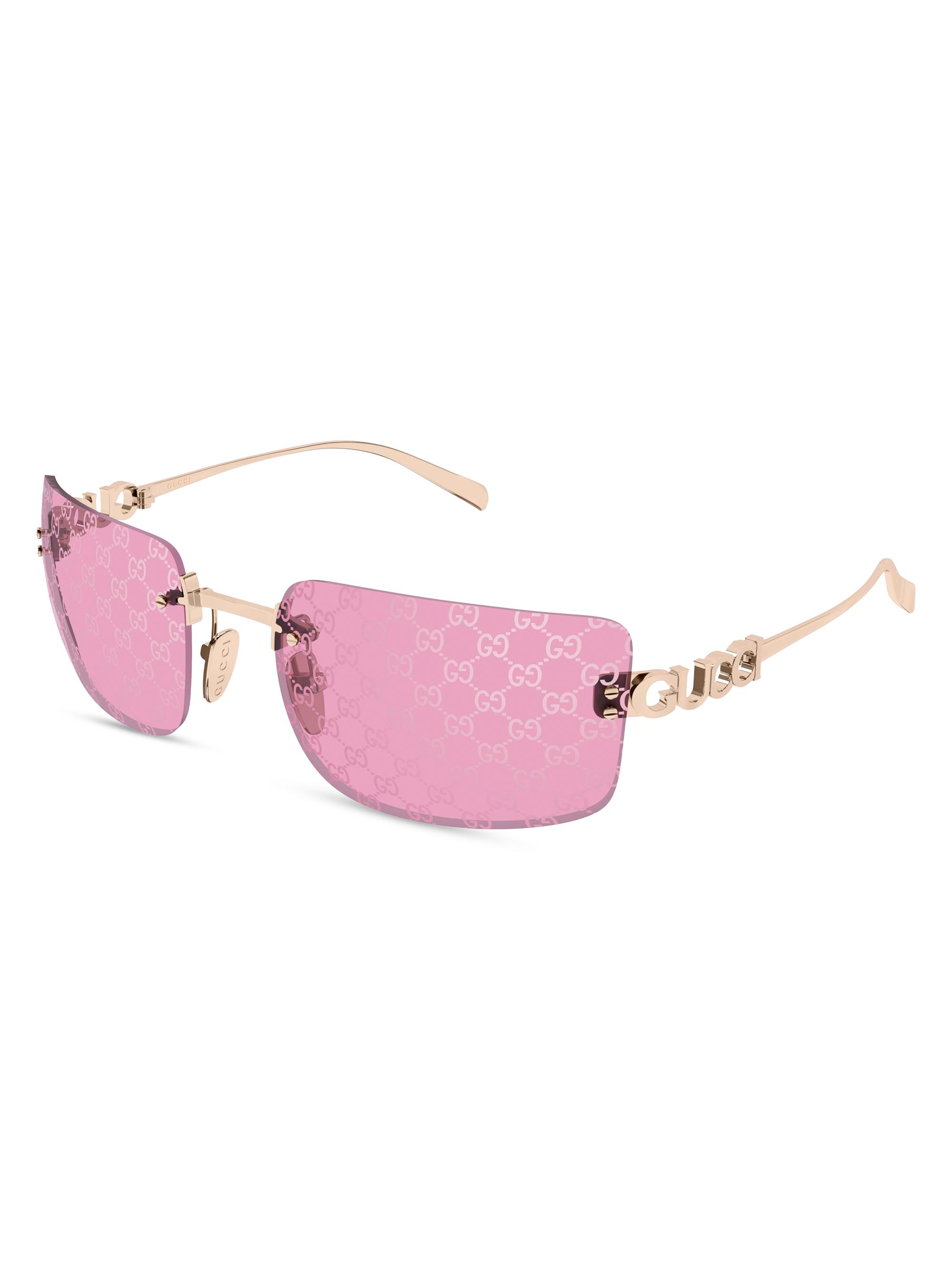 Gucci Women's  Block Bending 61MM Rectangular Sunglasses - Gold Pink