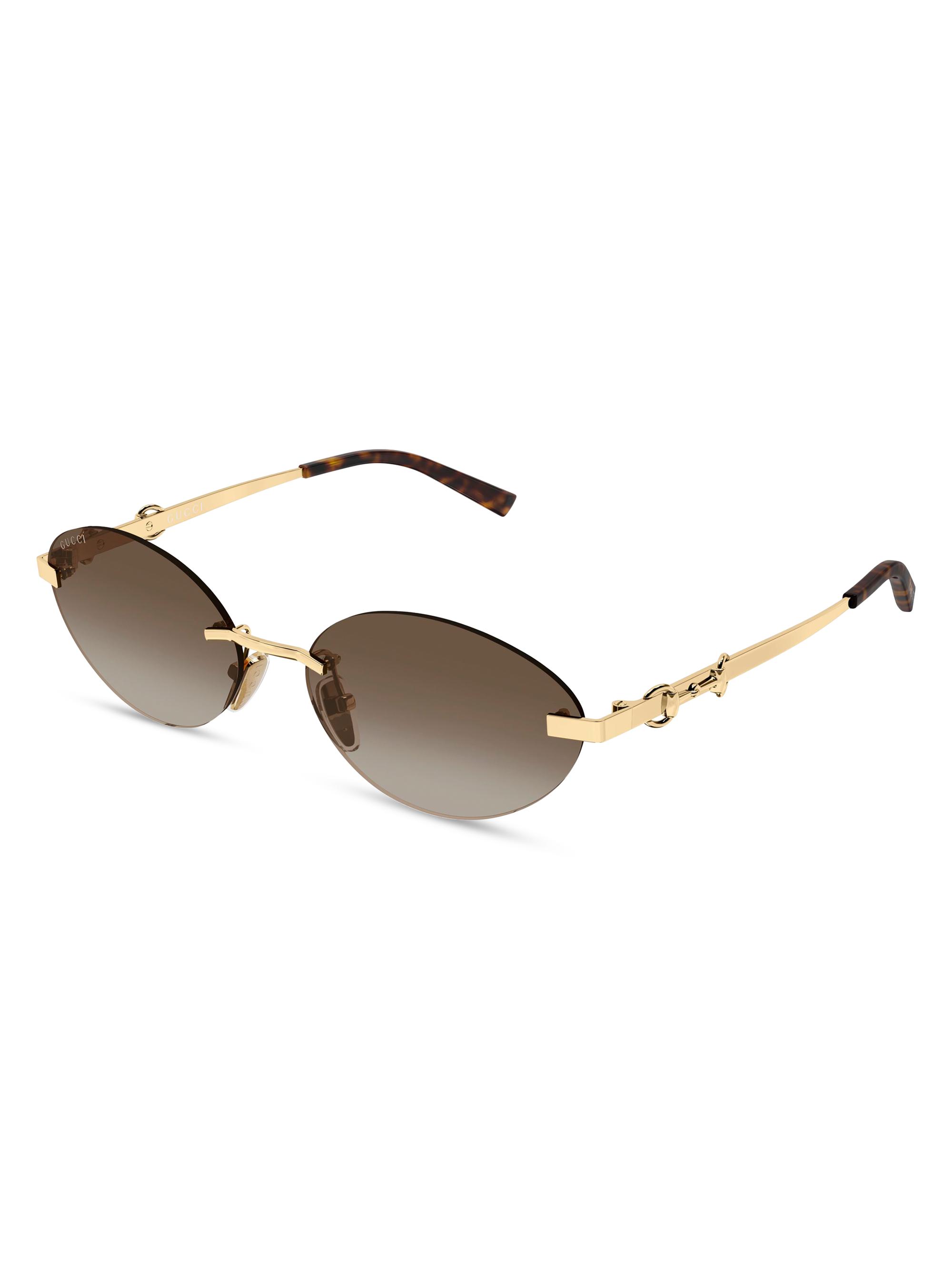 Gucci Women's Through Horsebit 58MM Oval Sunglasses - Gold Brown