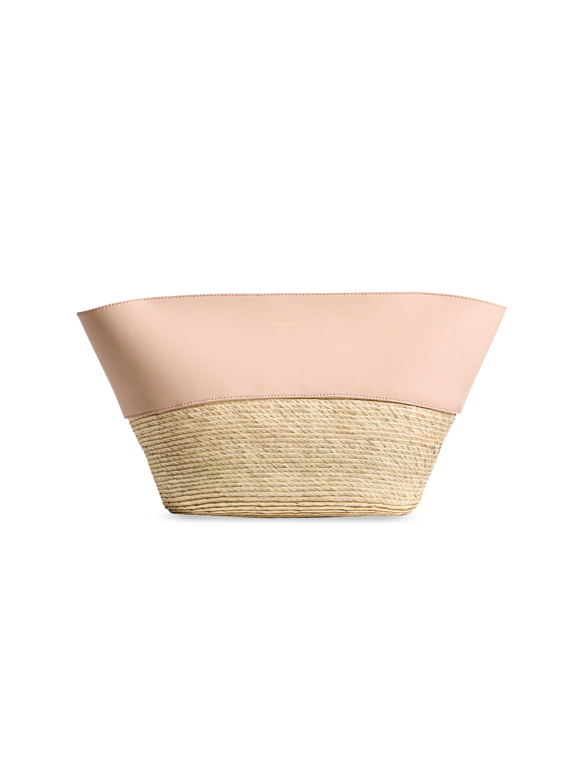 Altuzarra Women's Basket Woven Palm & Leather Clutch - Pale Blush