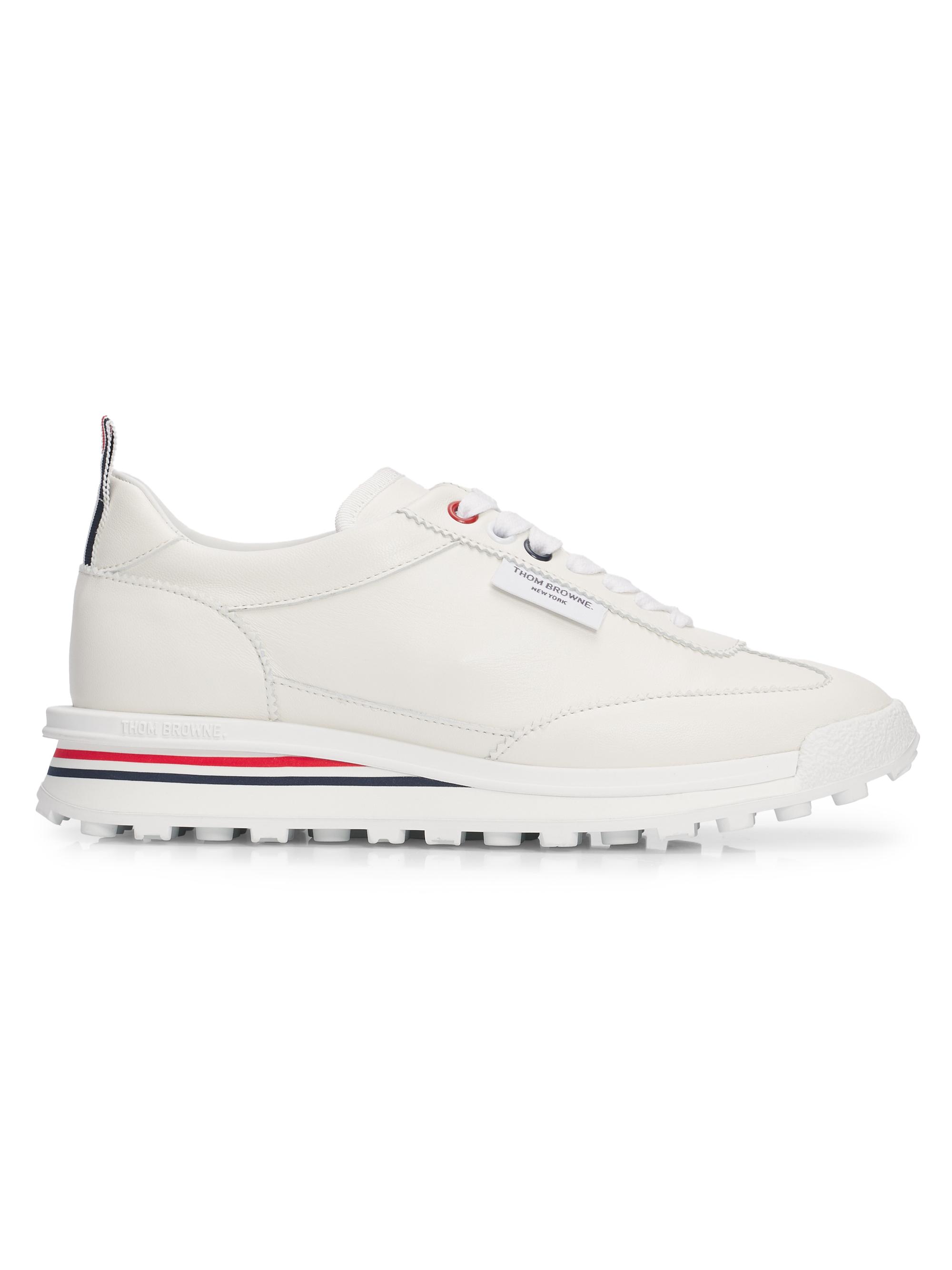 Thom Browne Women's Soft Tech Runner Leather Sneakers - White