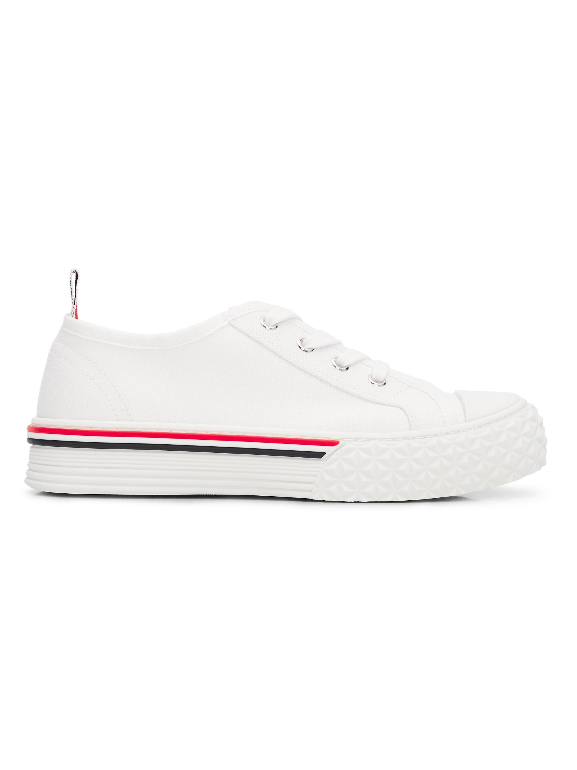Thom Browne Women's Collegiate Cotton Low-Top Trainer Sneakers - White