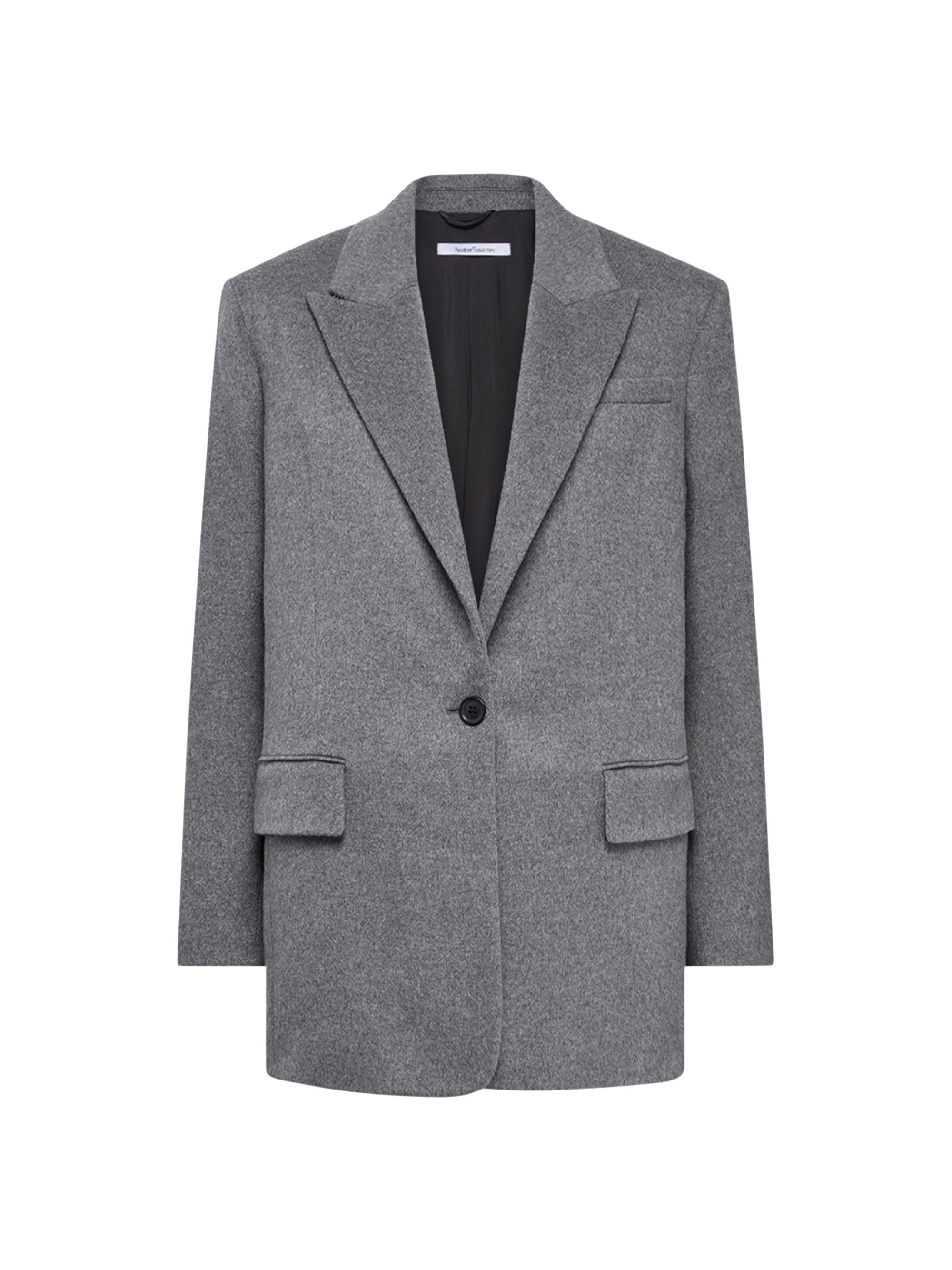 Another Tomorrow Women's Tailored Cashmere Jacket - Medium Melange Grey