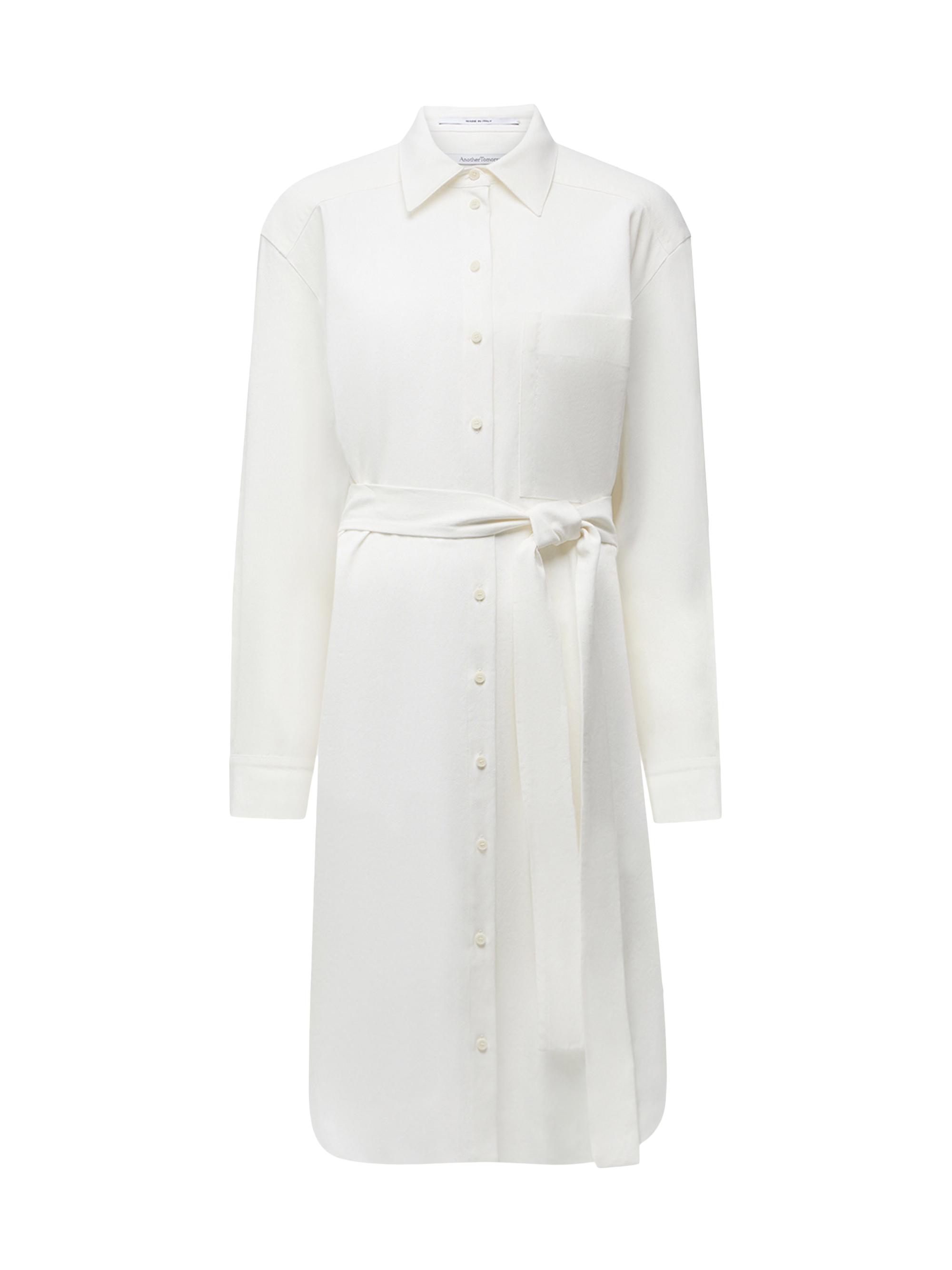 Another Tomorrow Women's Pleat Back Shirt Dress - Off White