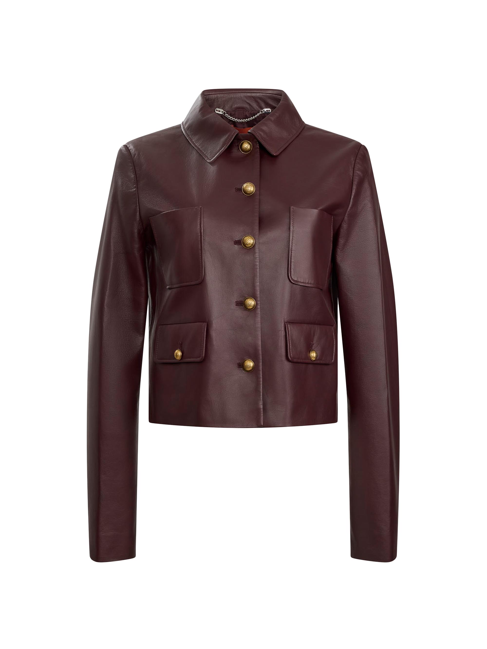 Altuzarra Women's Astley Leather Crop Jacket - Maroon
