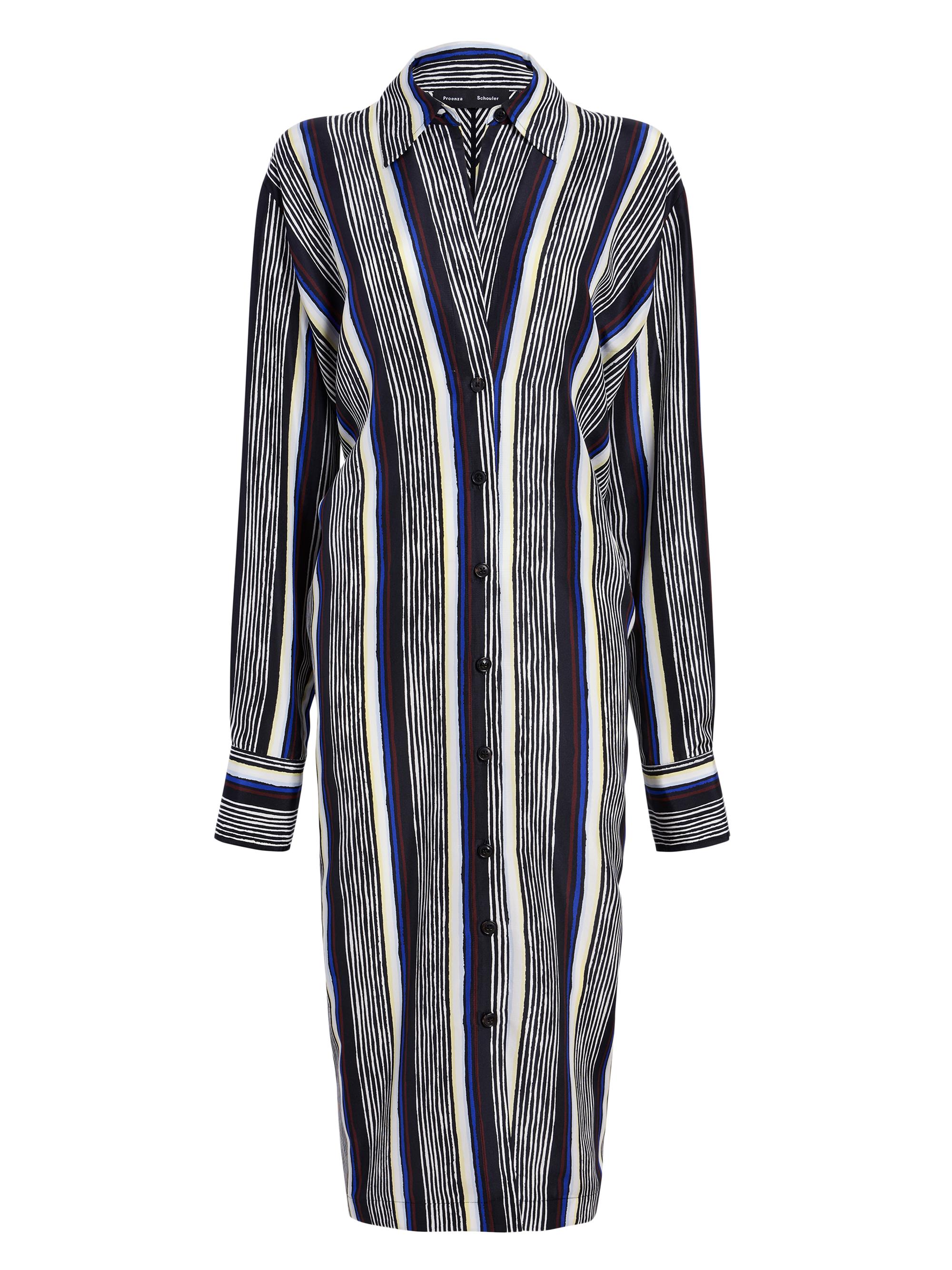 Proenza Schouler Women's Amira Striped Silk Shirtdress - Black Multi