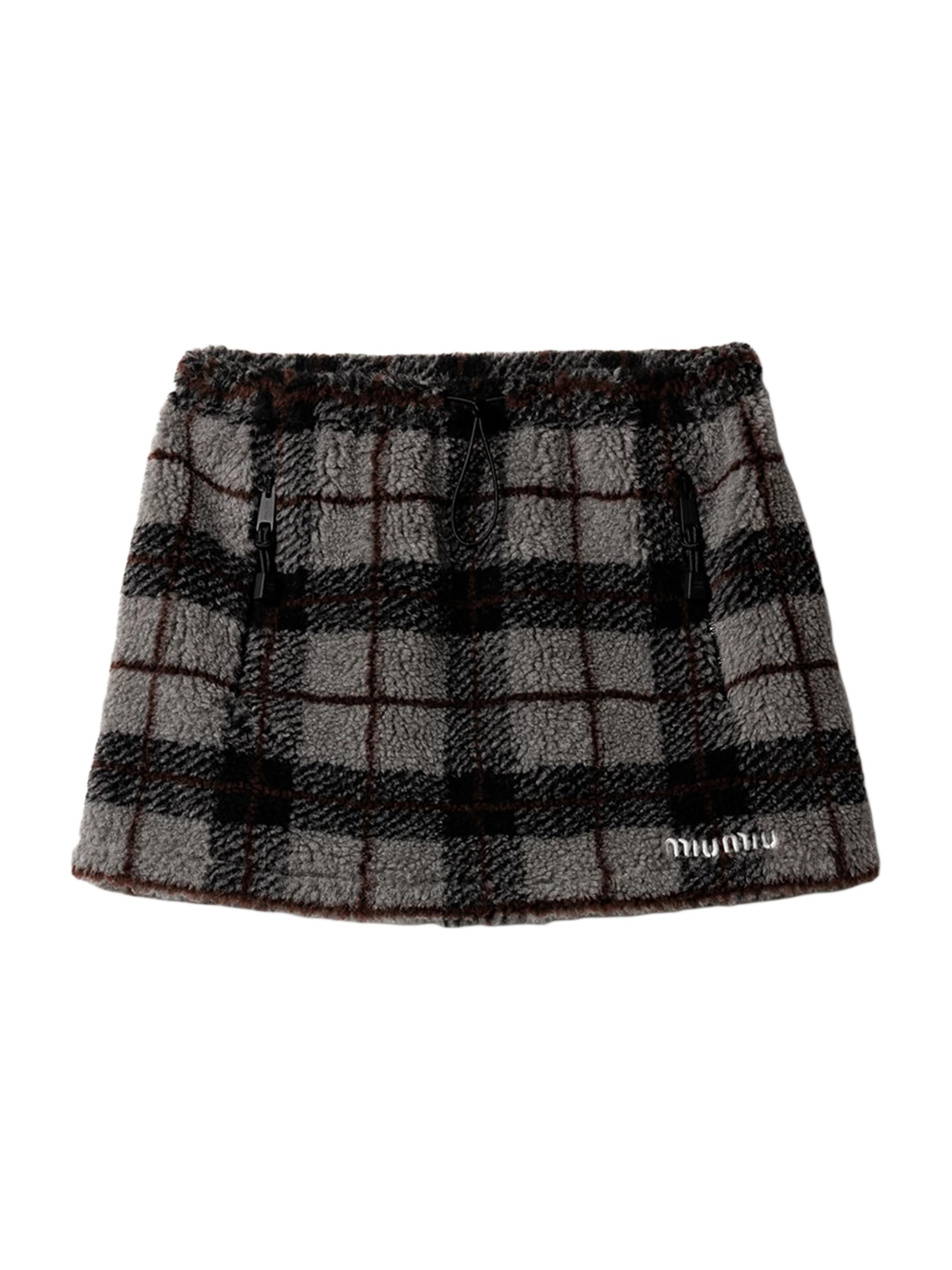 Miu Miu Checked Teddy Miniskirt | Saks Fifth Avenue