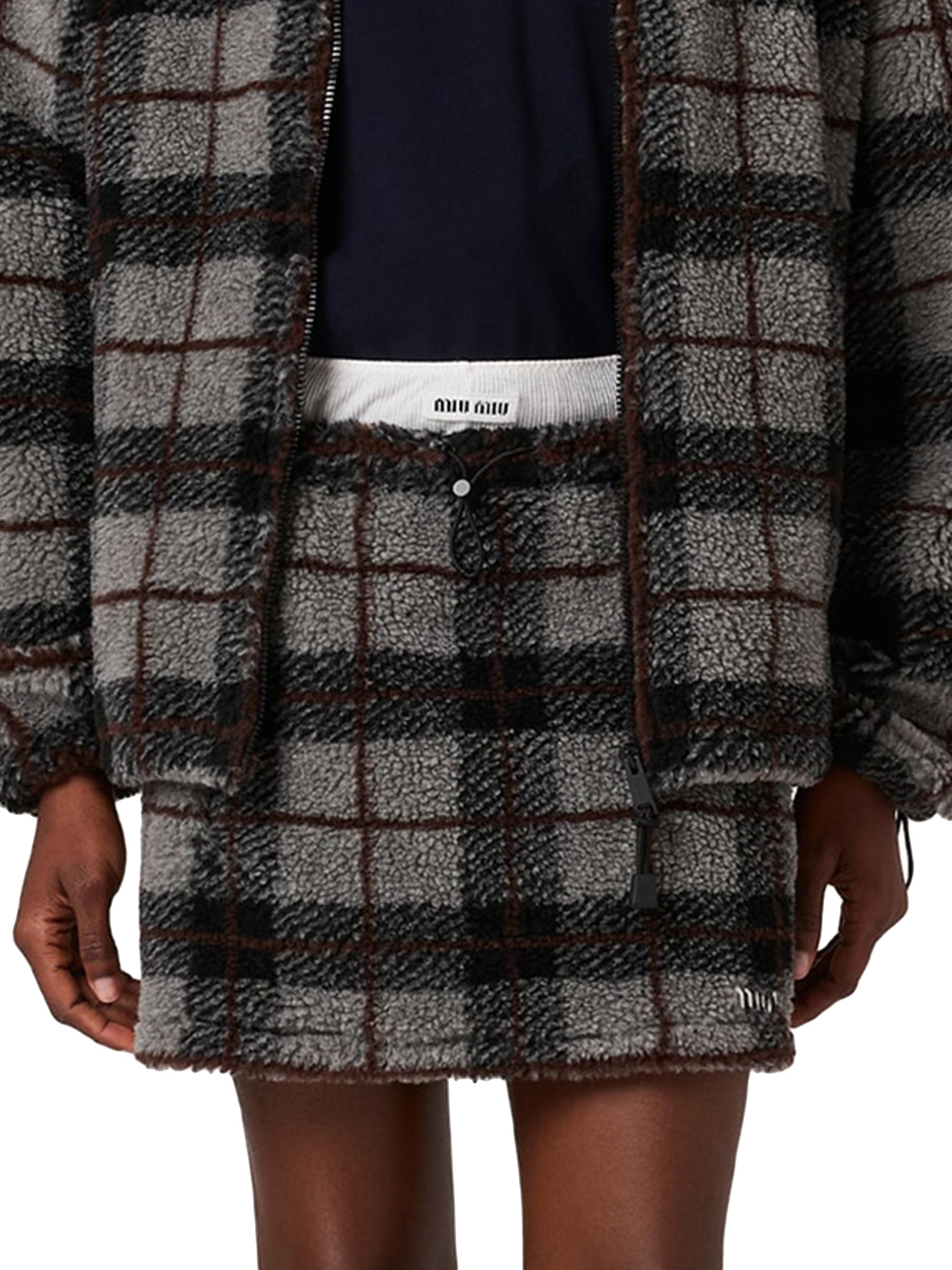Miu Miu Checked Teddy Miniskirt | Saks Fifth Avenue