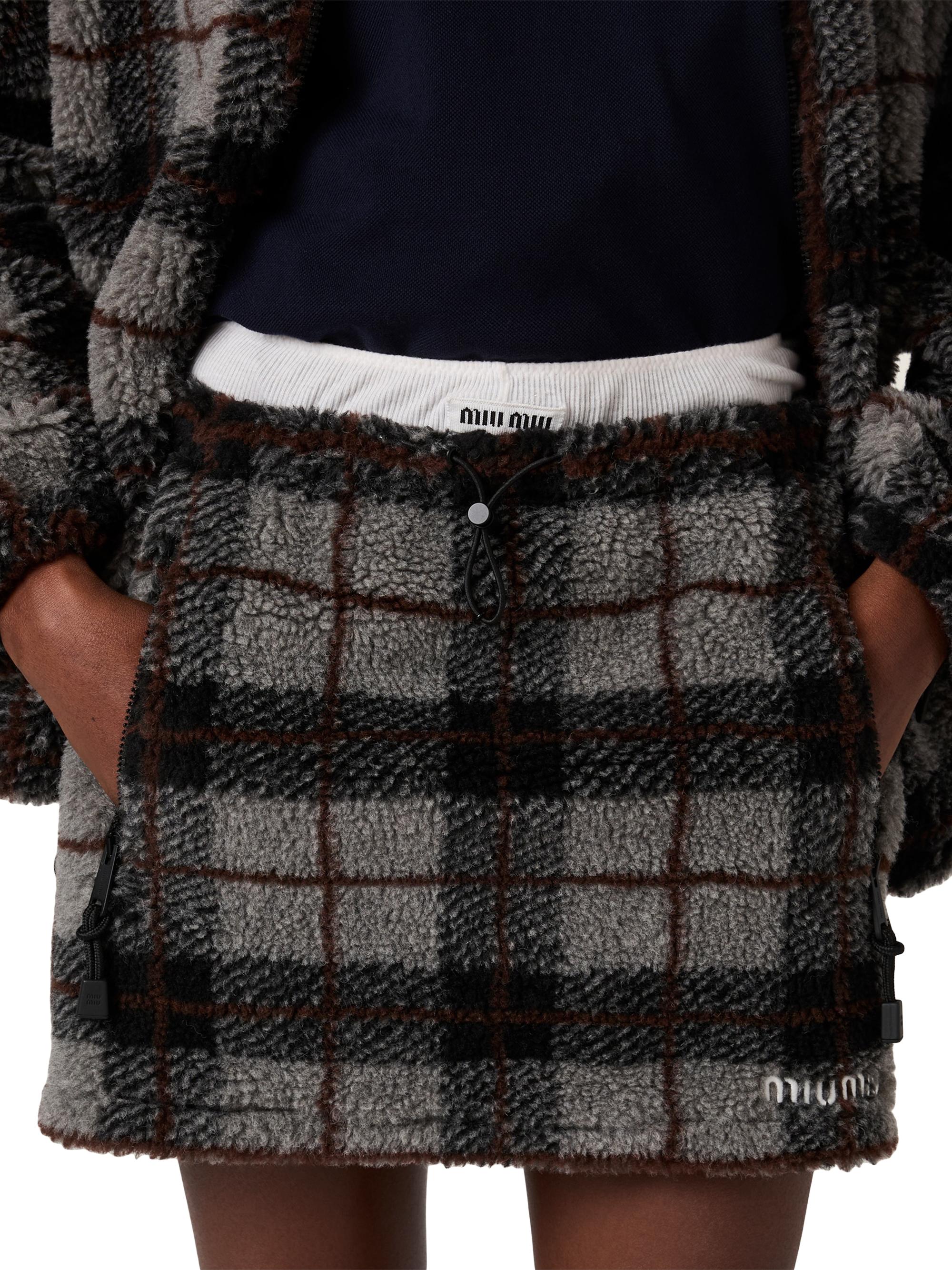 Miu Miu Checked Teddy Miniskirt | Saks Fifth Avenue