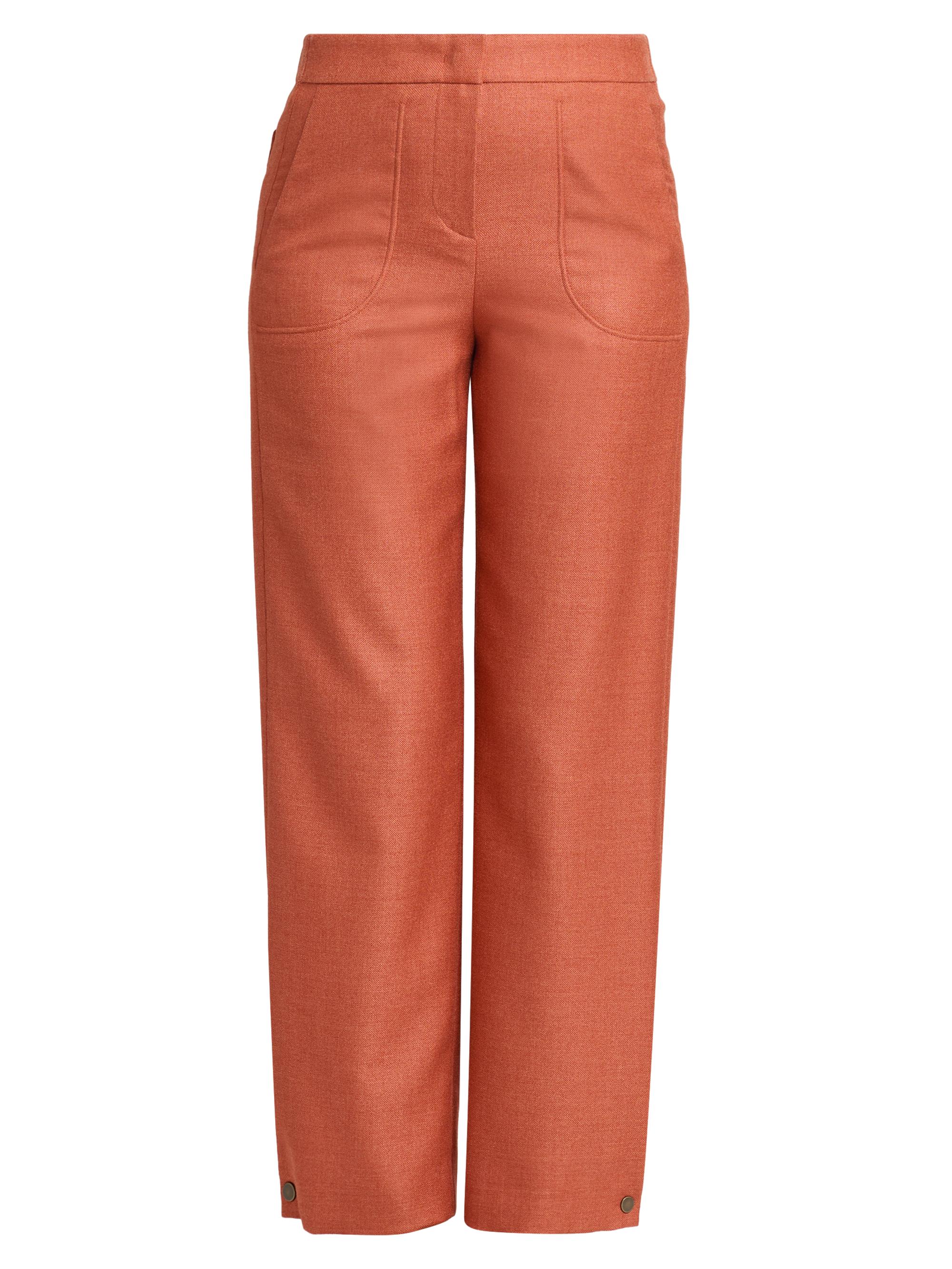 Giorgio Armani Women's Silk-Wool Straight-Leg Trousers - Solid Dark Orange