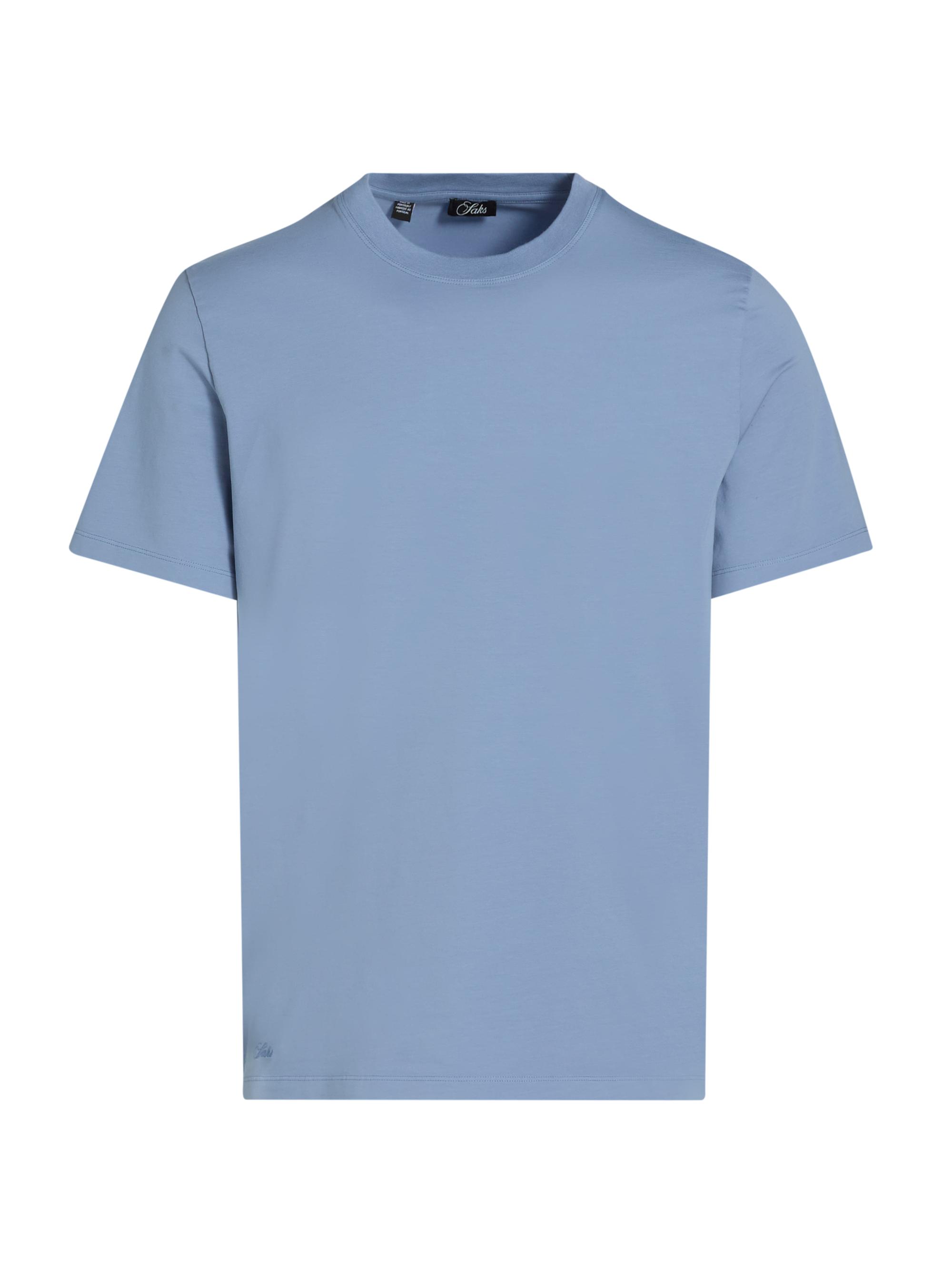 Saks Fifth Avenue Men's Foundation Cotton T-Shirt - Mountain Bluebird | Thumbnail 8