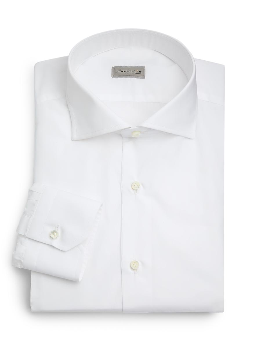 Sartorio Napoli Men's Cotton Dress Shirt In White