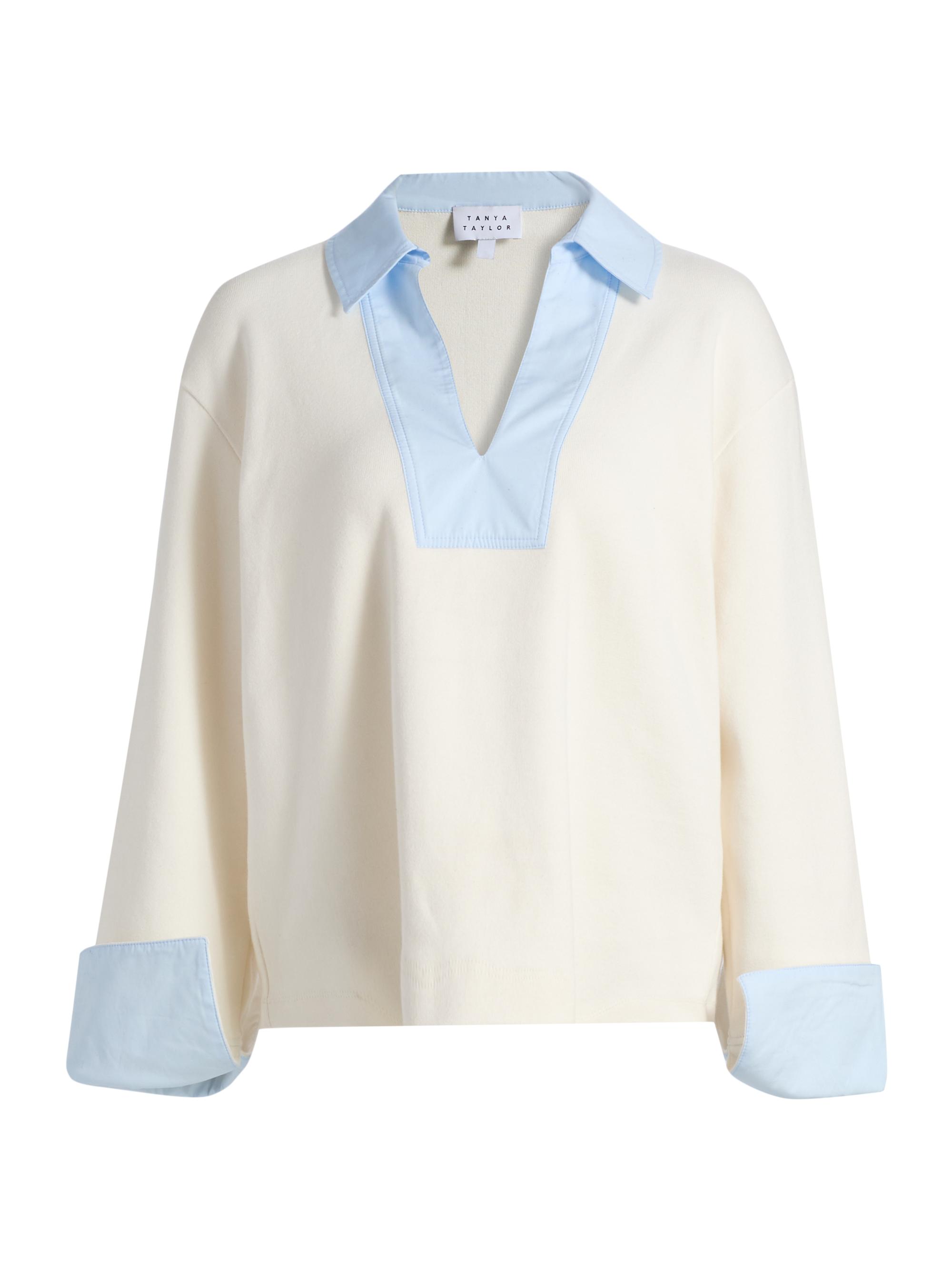 Tanya Taylor Women's Whitney Contrast-Trimmed Cotton Top - Cream Oxford