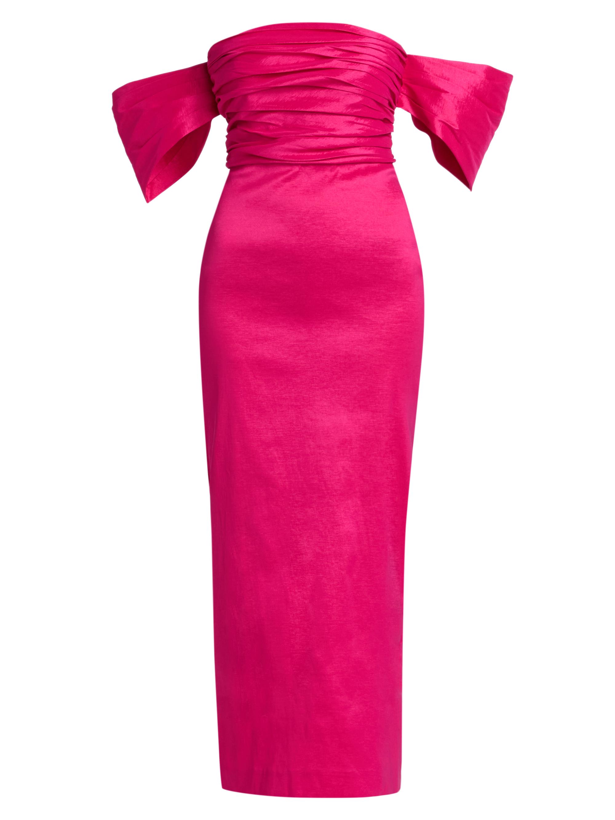 Kika Vargas Women's Adele Taffeta Off-the-Shoulder Midi-Dress - Fuchsia