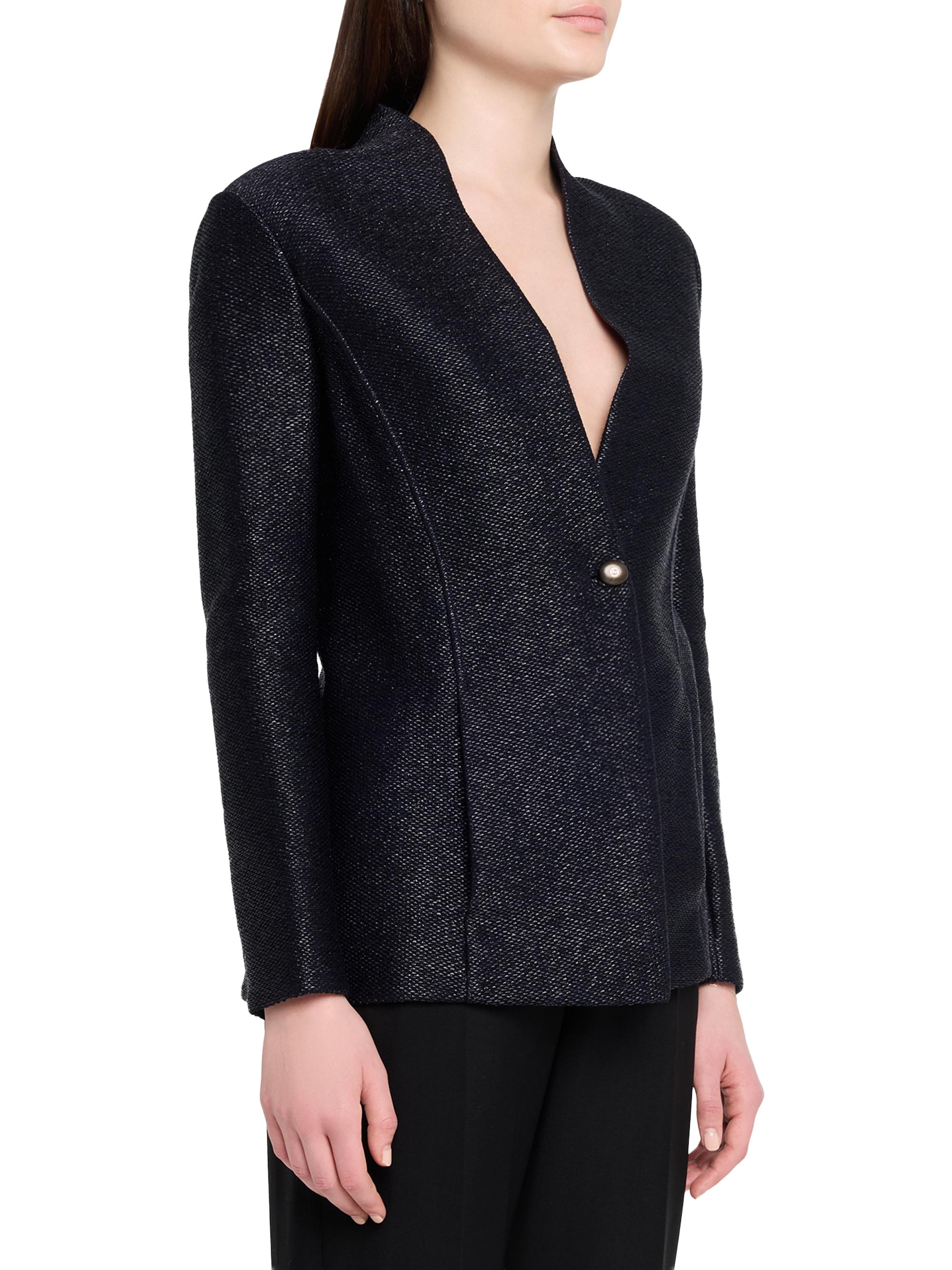 Giorgio Armani Metallic Woven Collarless Single-Breasted Jacket