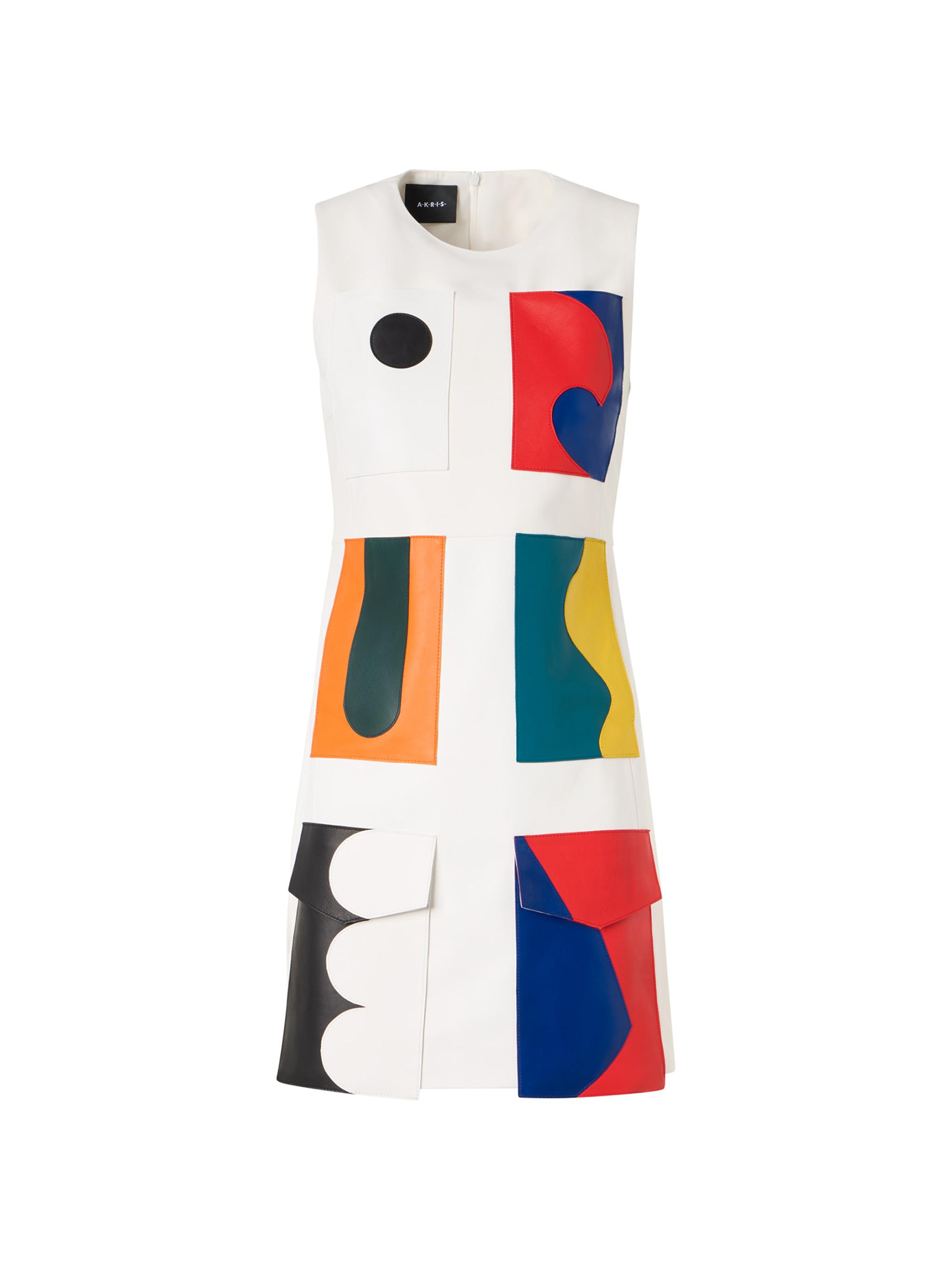 Akris Women's Abstract Leather Sheath Minidress - Ecru Multicolor