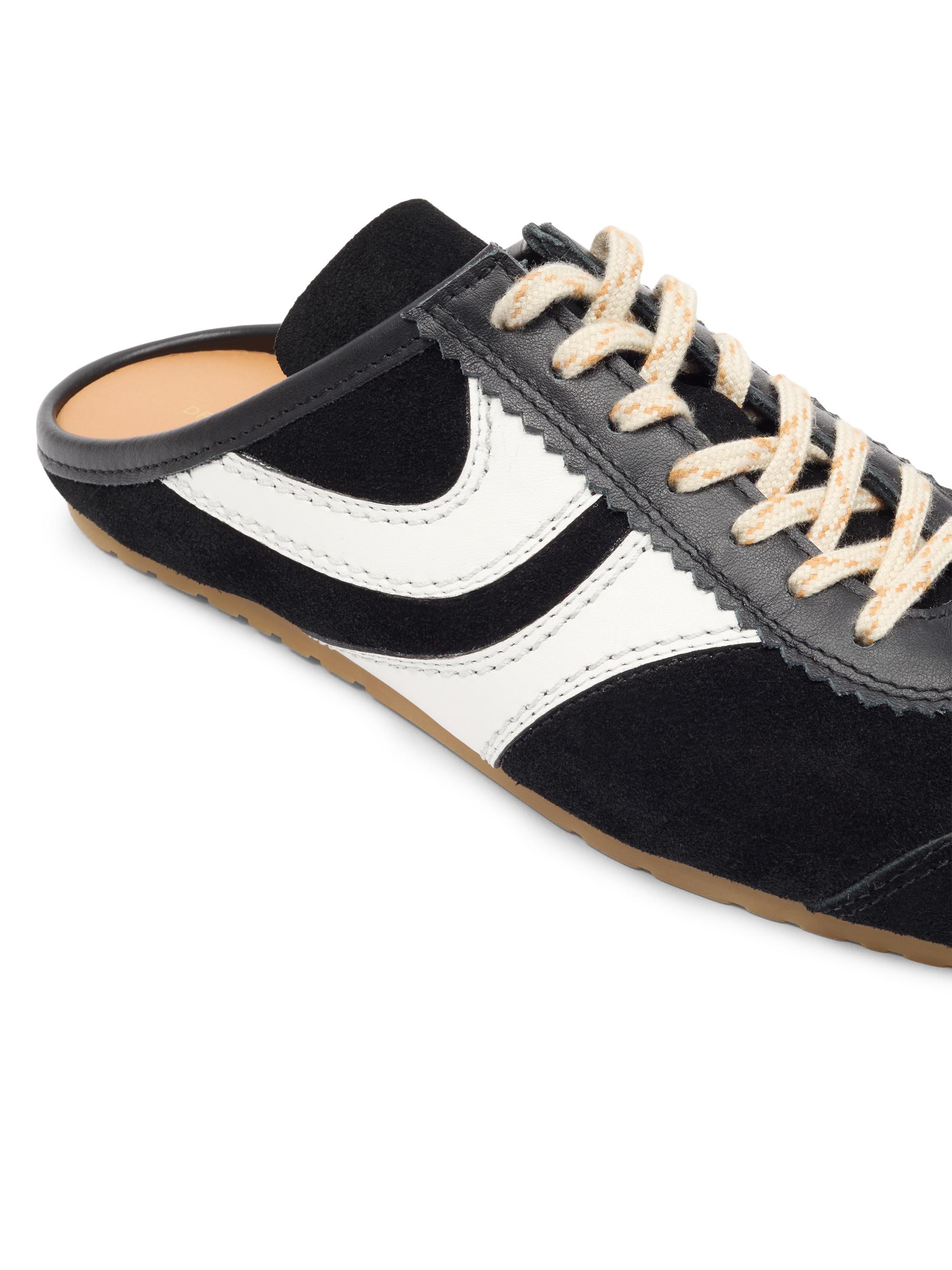 Dries Van Noten Women's Suede & Leather Sneaker Mules - Black White | Thumbnail 5