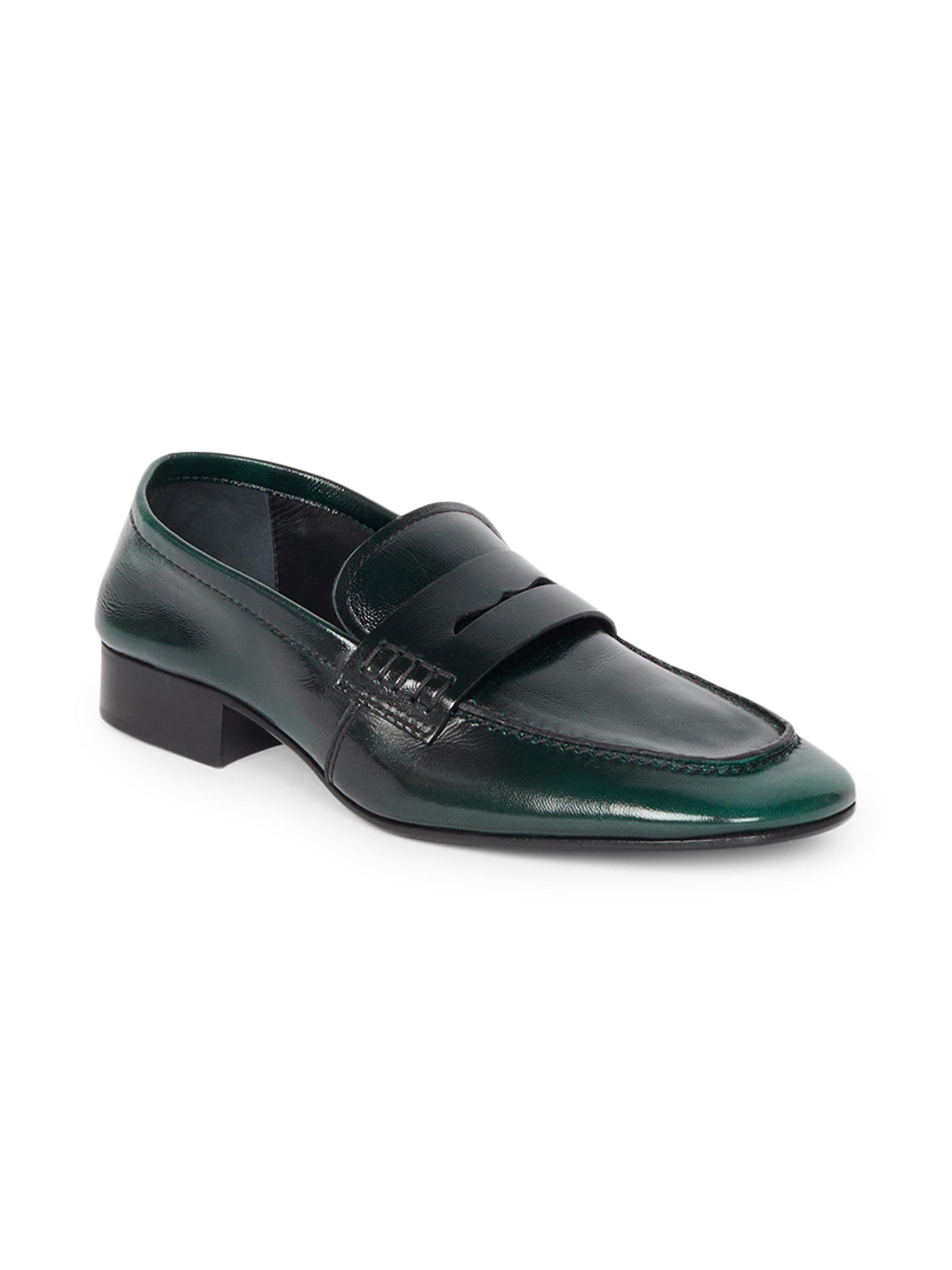 Dries Van Noten Women's Leather Penny Loafers - Emerald | Thumbnail 2