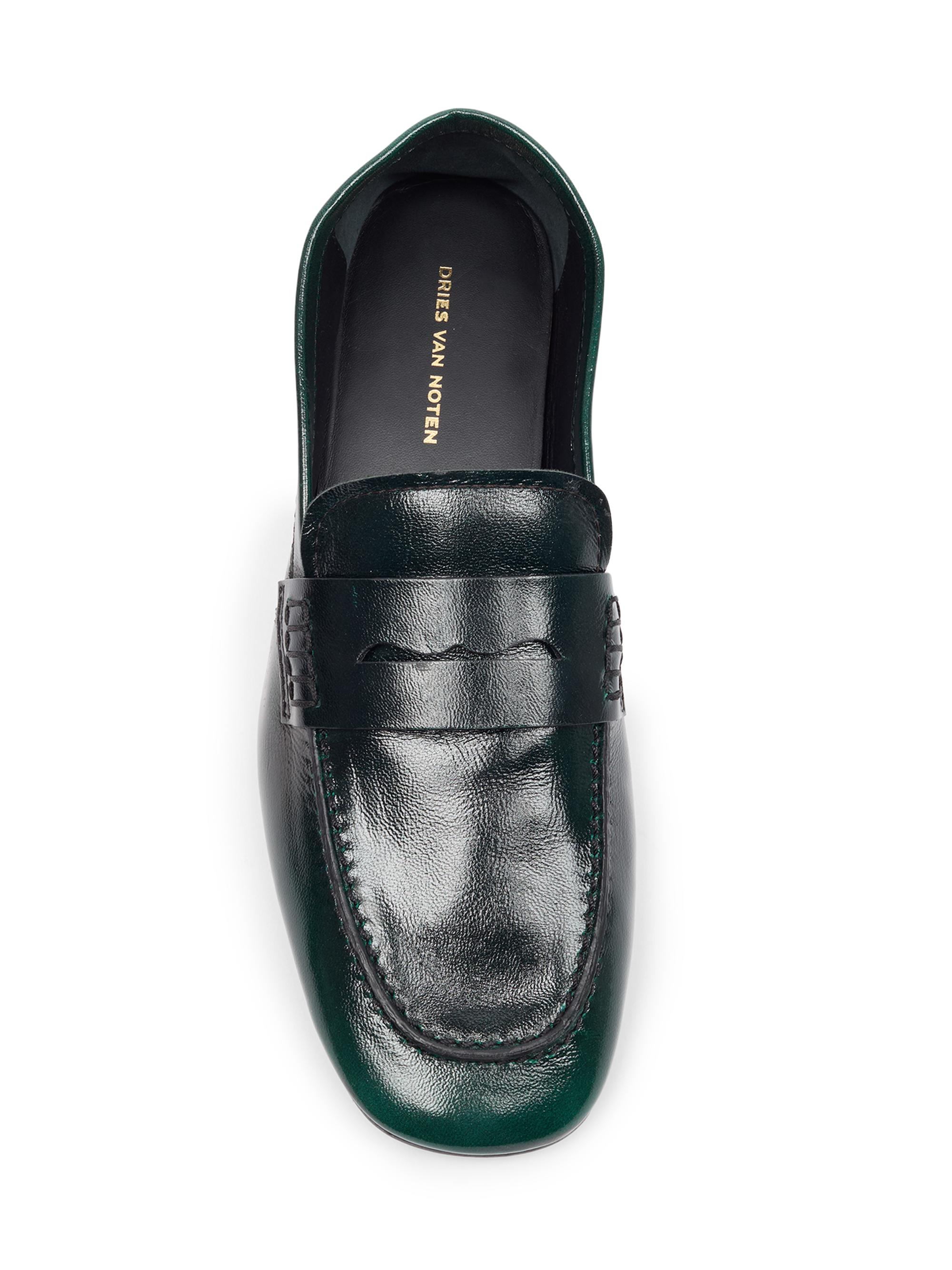 Dries Van Noten Women's Leather Penny Loafers - Emerald | Thumbnail 4