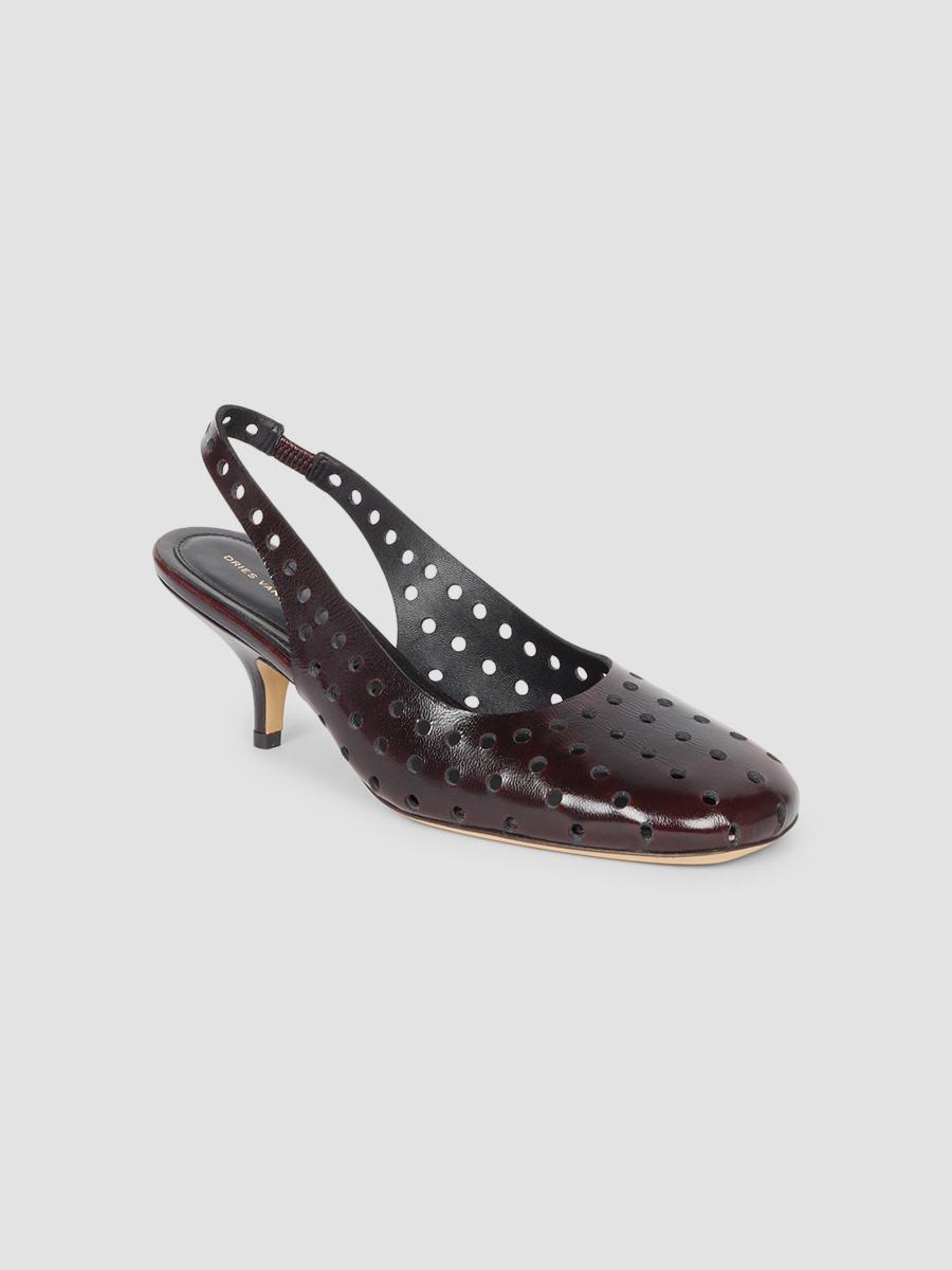 Dries Van Noten 65MM Eyelet Leather Slingback Pumps | Saks Fifth