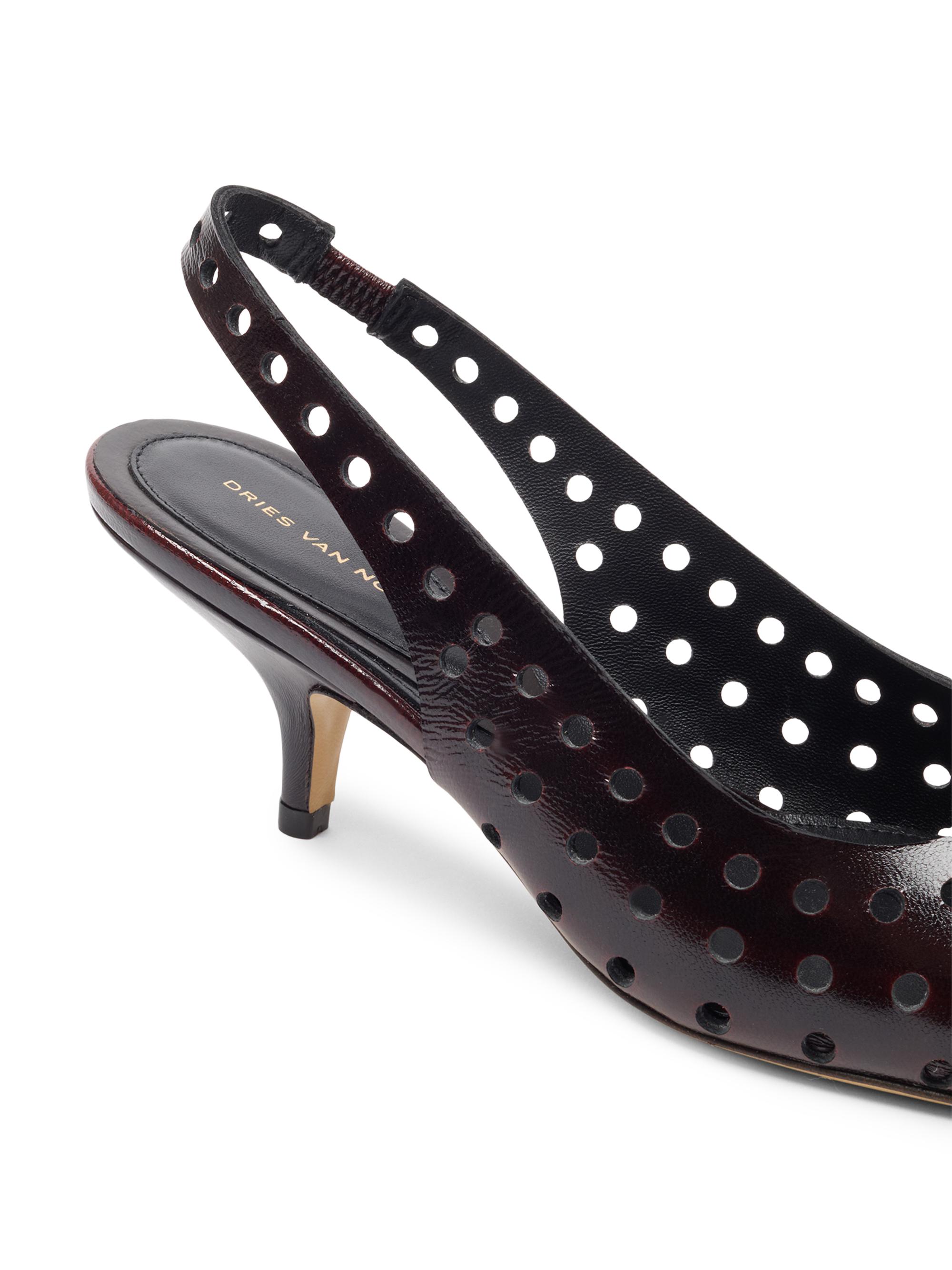 Dries Van Noten Women's 65MM Eyelet Leather Slingback Pumps - Ruby | Thumbnail 4