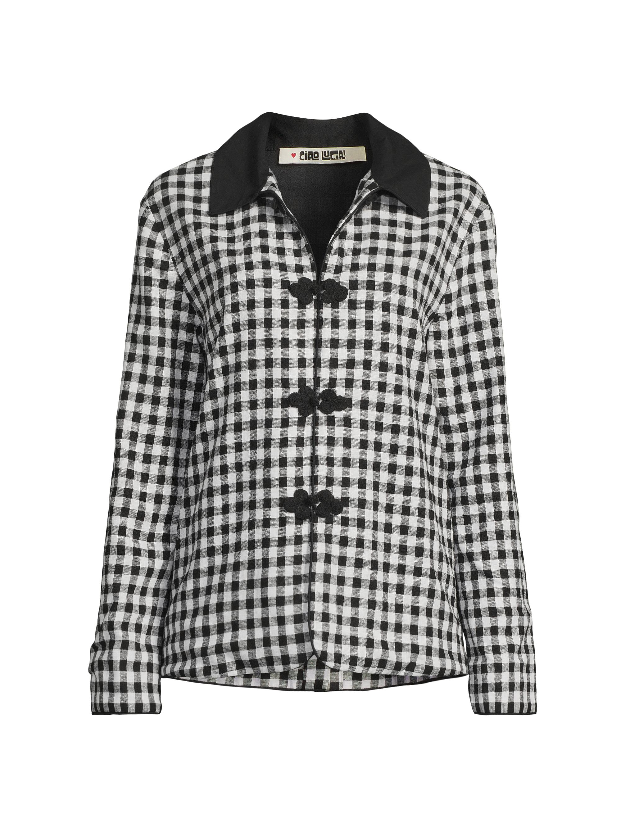 Ciao Lucia Women's Anja Gingham Jacket - Black White Gingham