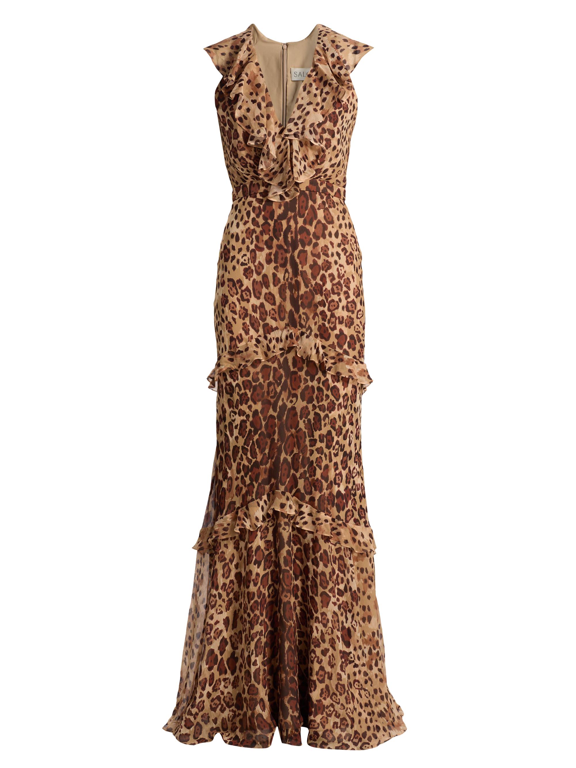 Saloni Women's Rita Leopard Print Maxi Dress - Cheetah Plmt