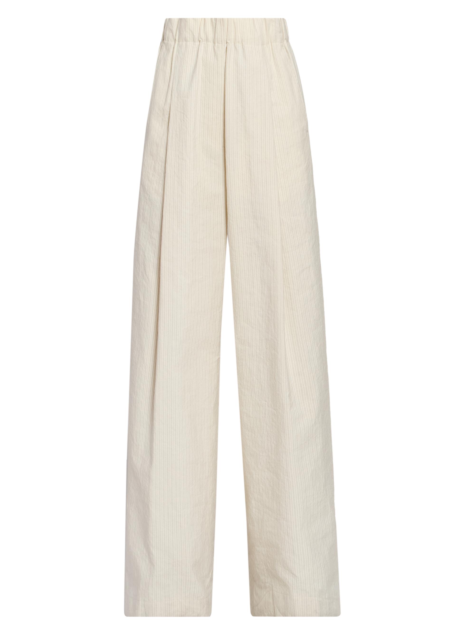 Dries Van Noten Women's Pila Pleated Cotton-Blend Wide-Leg Pants - Ecru | Thumbnail 7