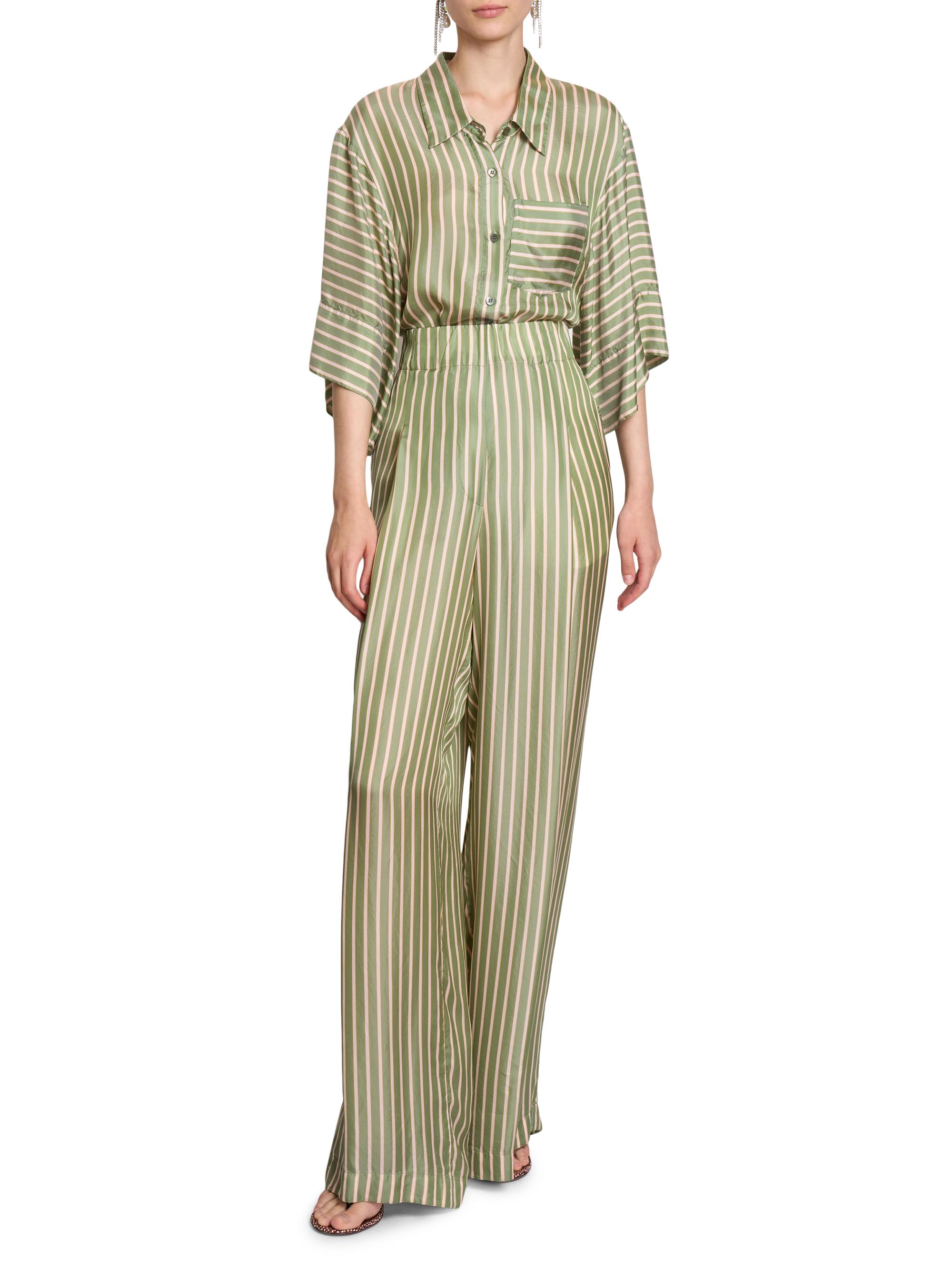 Dries Van Noten Pila Striped Pleated Wide-Leg Pants | Saks Fifth