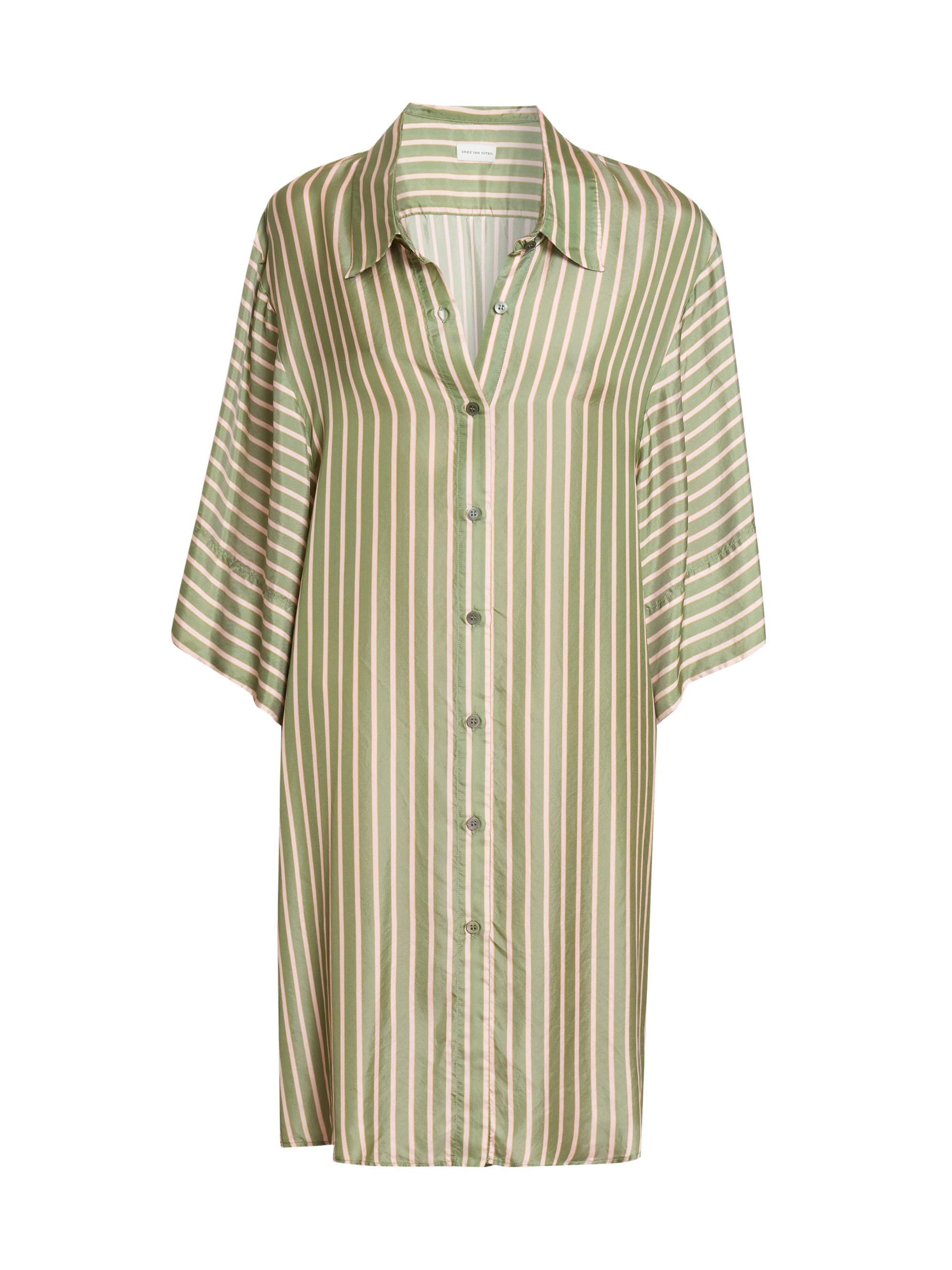 Dries Van Noten Women's Drea Striped Shirtdress - Green | Thumbnail 7