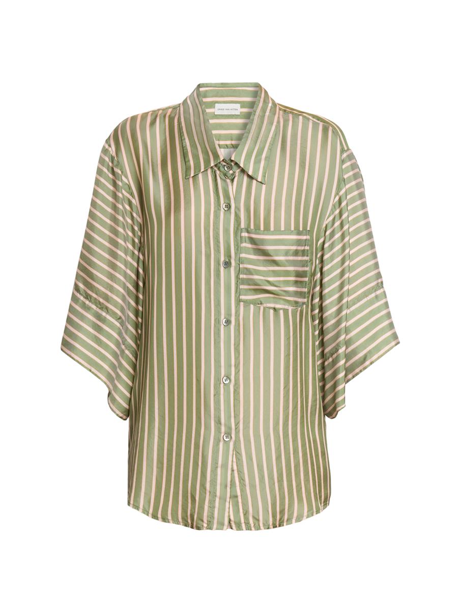 Dries Van Noten Clea Striped Wide-Sleeve Shirt | Saks Fifth Avenue