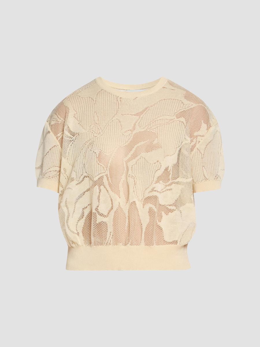 Dries Van Noten Towel Floral Lace Short-Sleeve Sweater | Saks