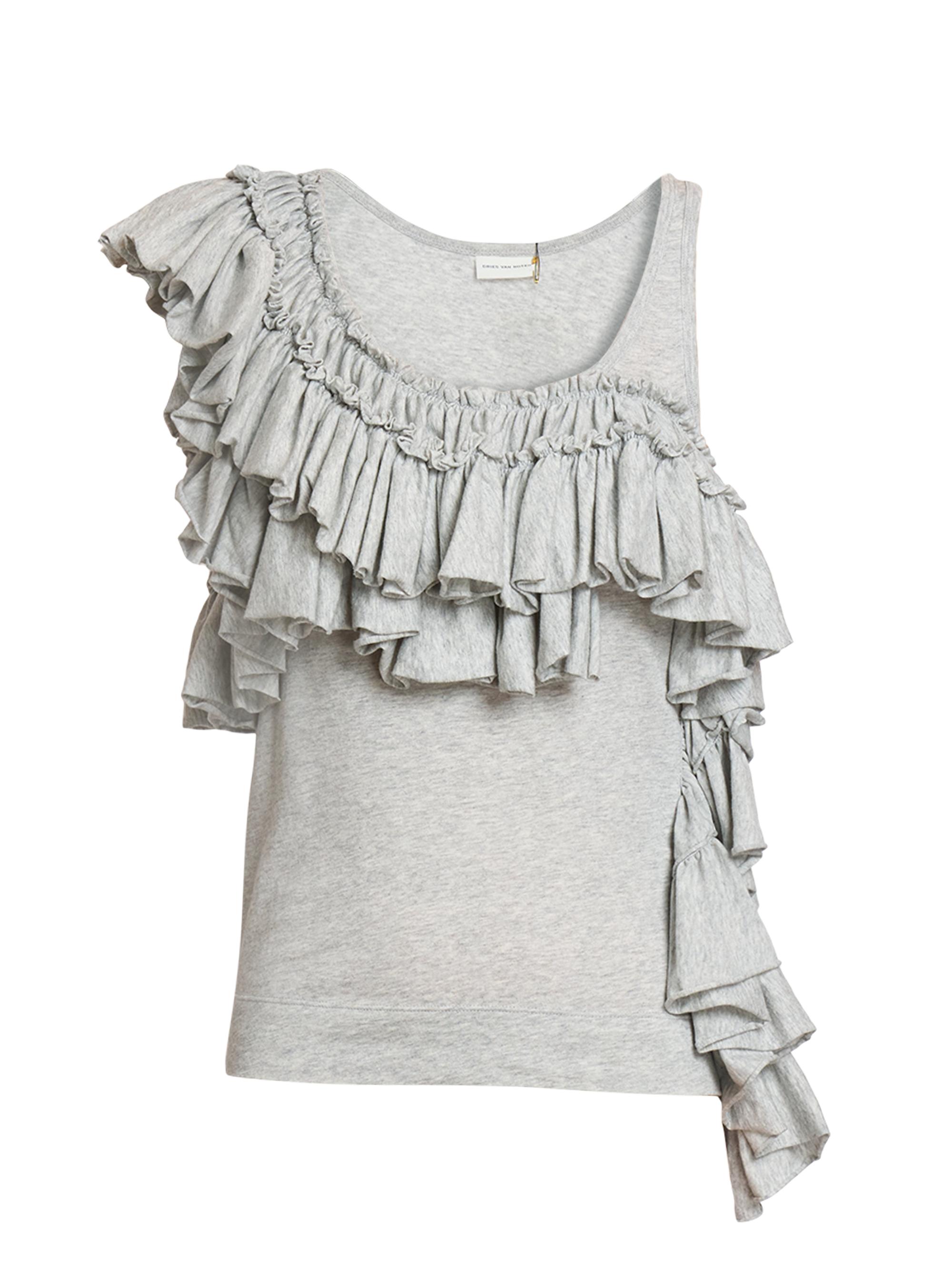 Dries Van Noten Women's Humza Ruffle-Trim Tank - Grey Melange