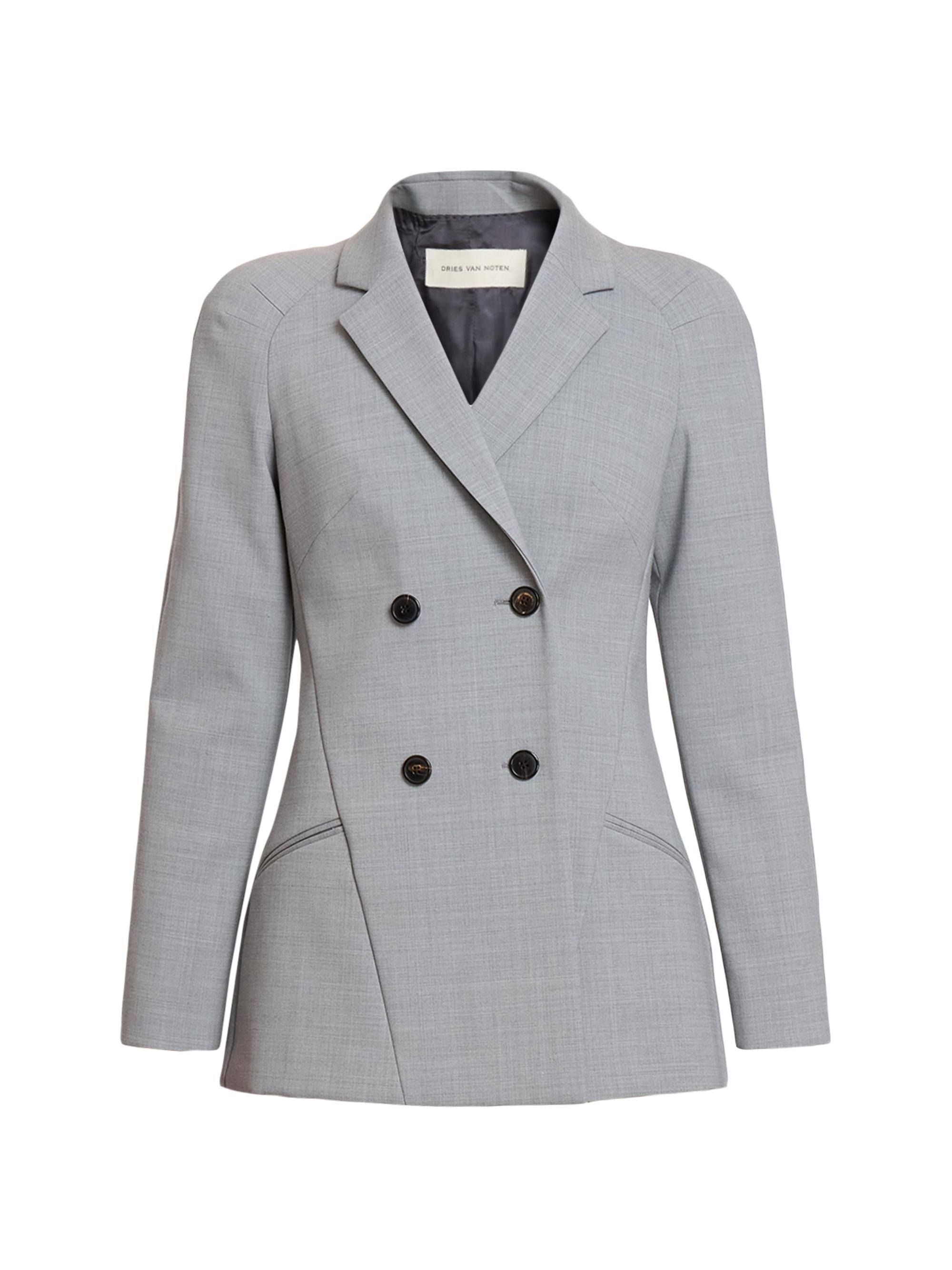 Dries Van Noten Women's Bonna Wool-Blend Double-Breasted Sport Jacket - Grey