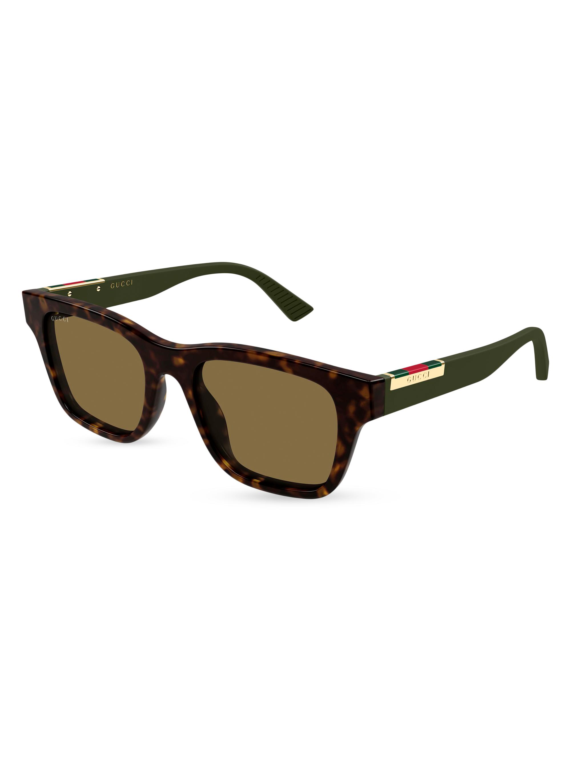 Gucci Men's Subtle Web Sporty 52MM Square Sunglasses - Green Brown