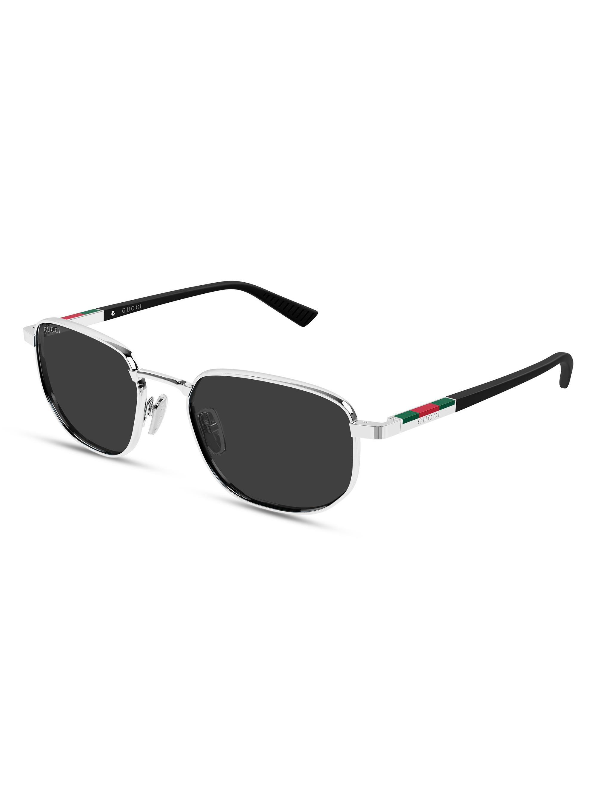 Gucci Men's Subtle Web Sporty 54MM Rectangular Sunglasses - Silver Black