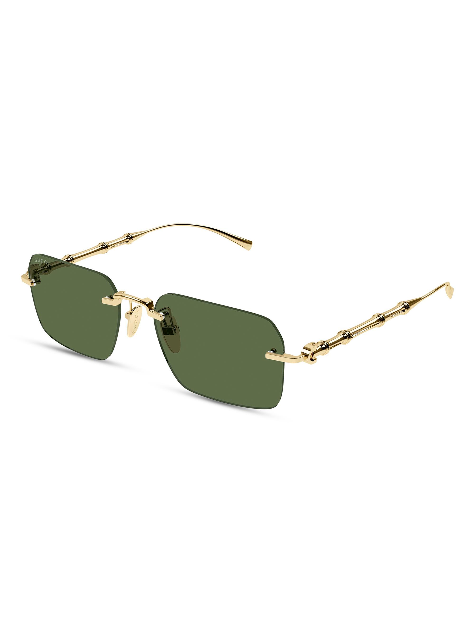 Gucci Men's Bamboo Metal 56MM Square Sunglasses - Gold Green