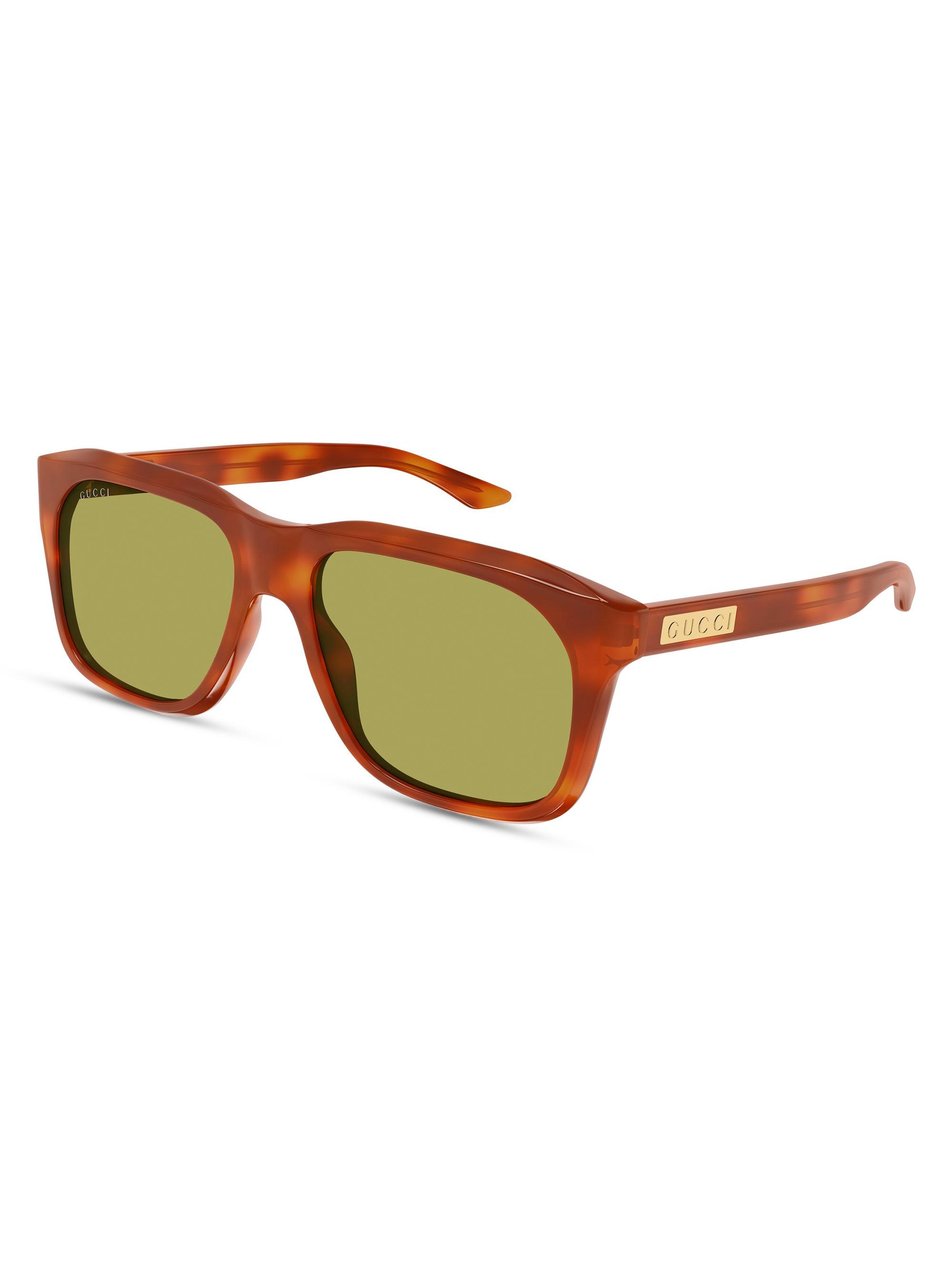 Gucci Men's  Flag 55MM Square Sunglasses - Brown Green