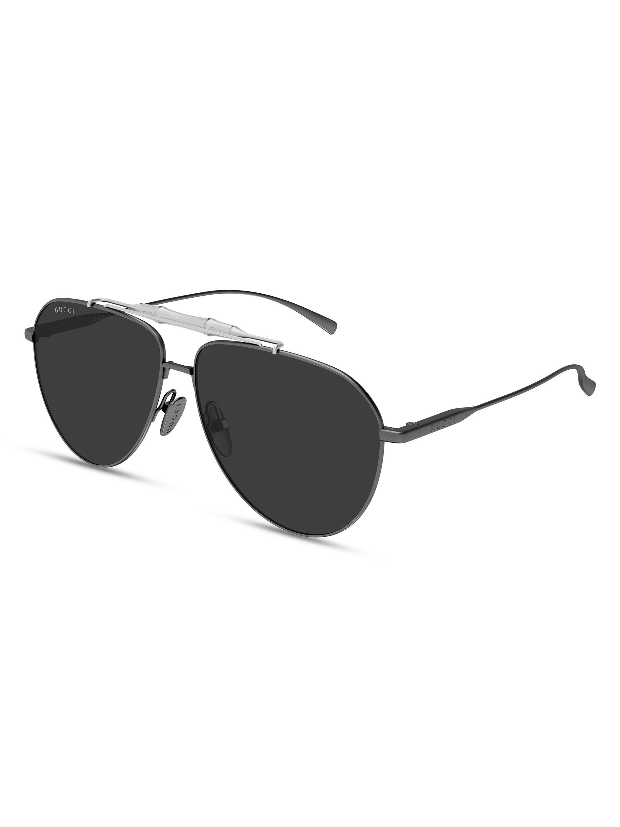 Gucci Men's Bamboo Metal 60MM Pilot Sunglasses - Silver Black