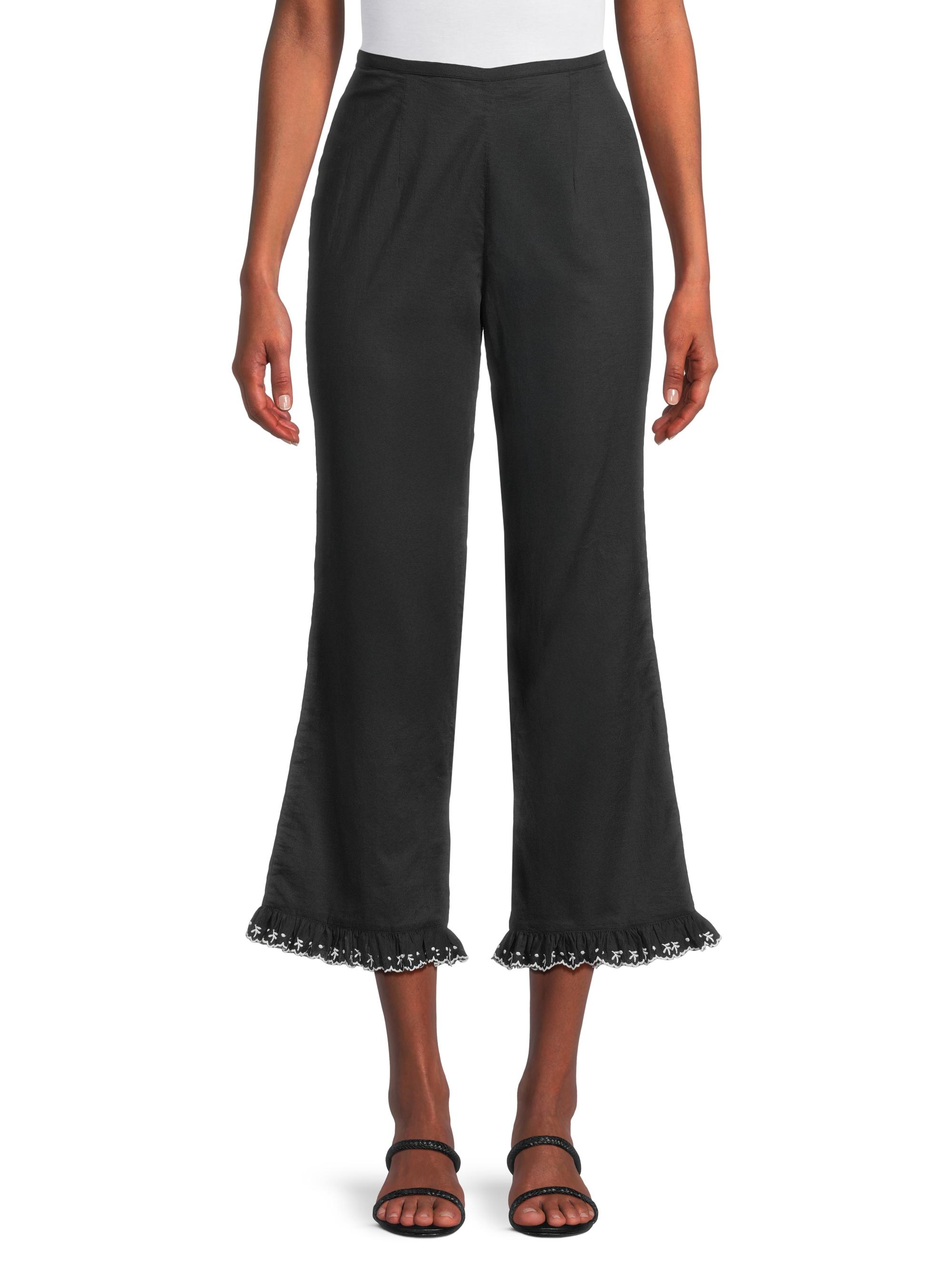 Ciao Lucia Kaja Cotton Voile Embroidered-Hem Crop Pants | Saks
