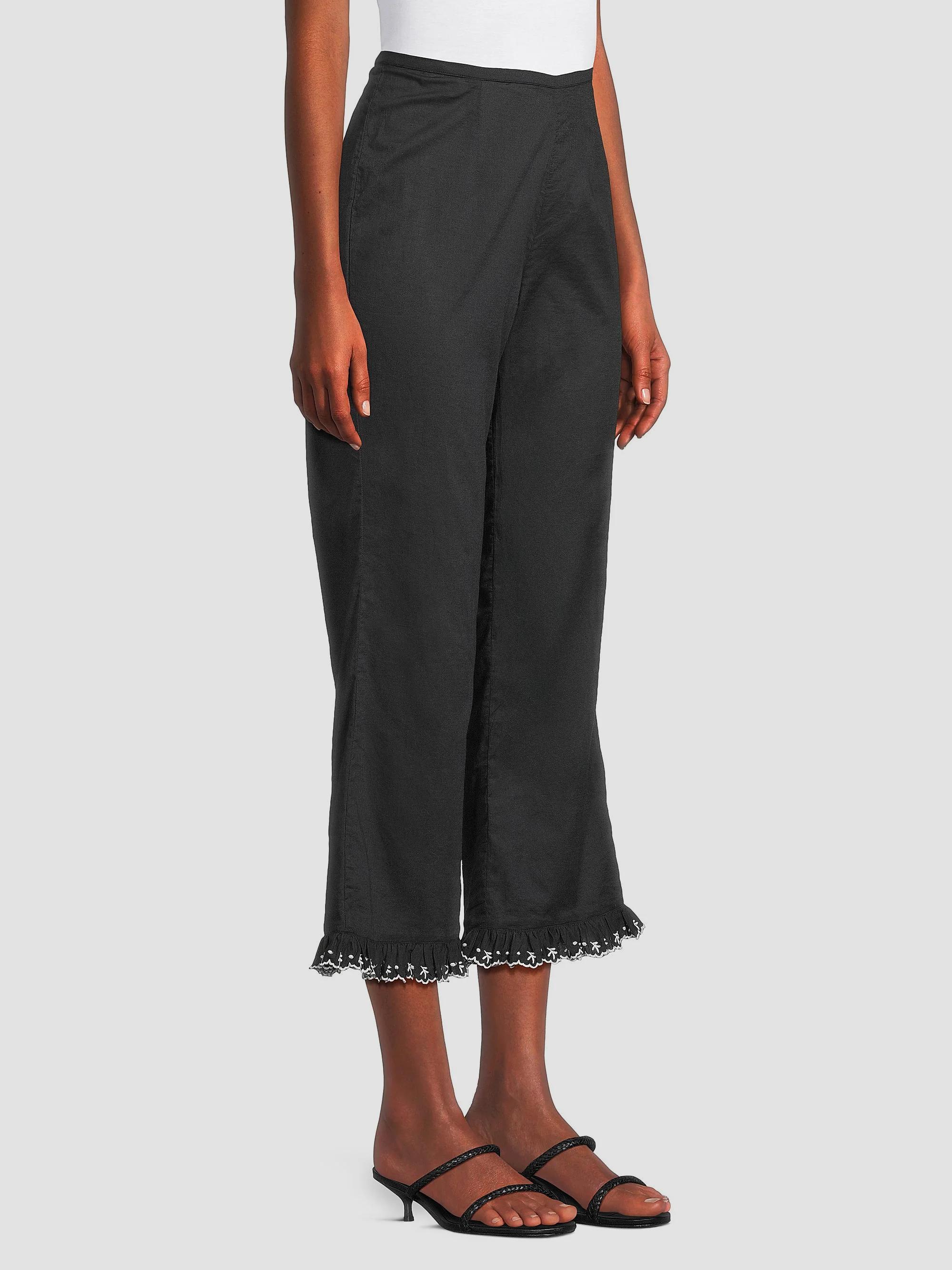 Ciao Lucia Kaja Cotton Voile Embroidered-Hem Crop Pants | Saks