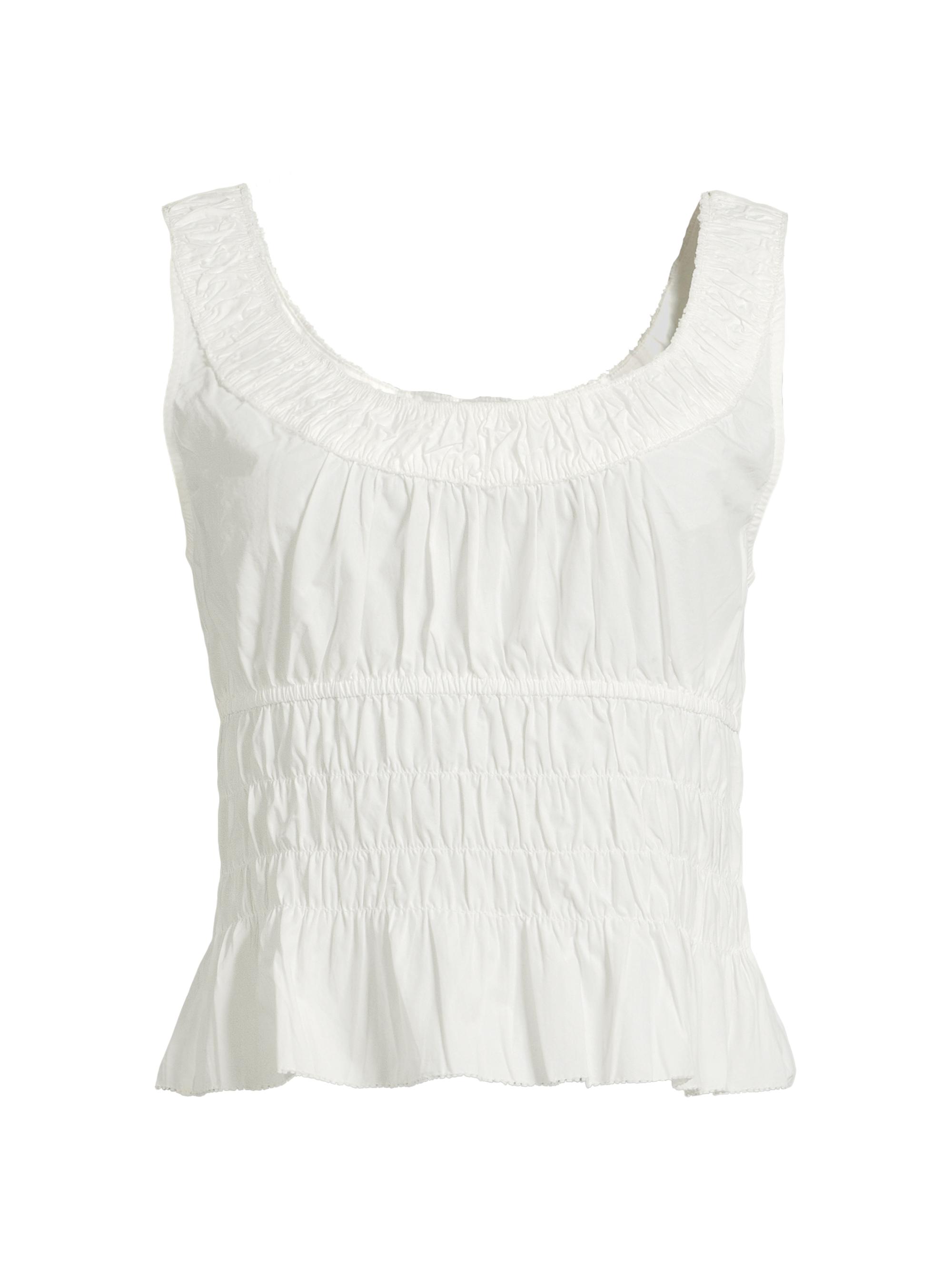 Ciao Lucia Women's Louisa Cotton Poplin Shirred Top - White