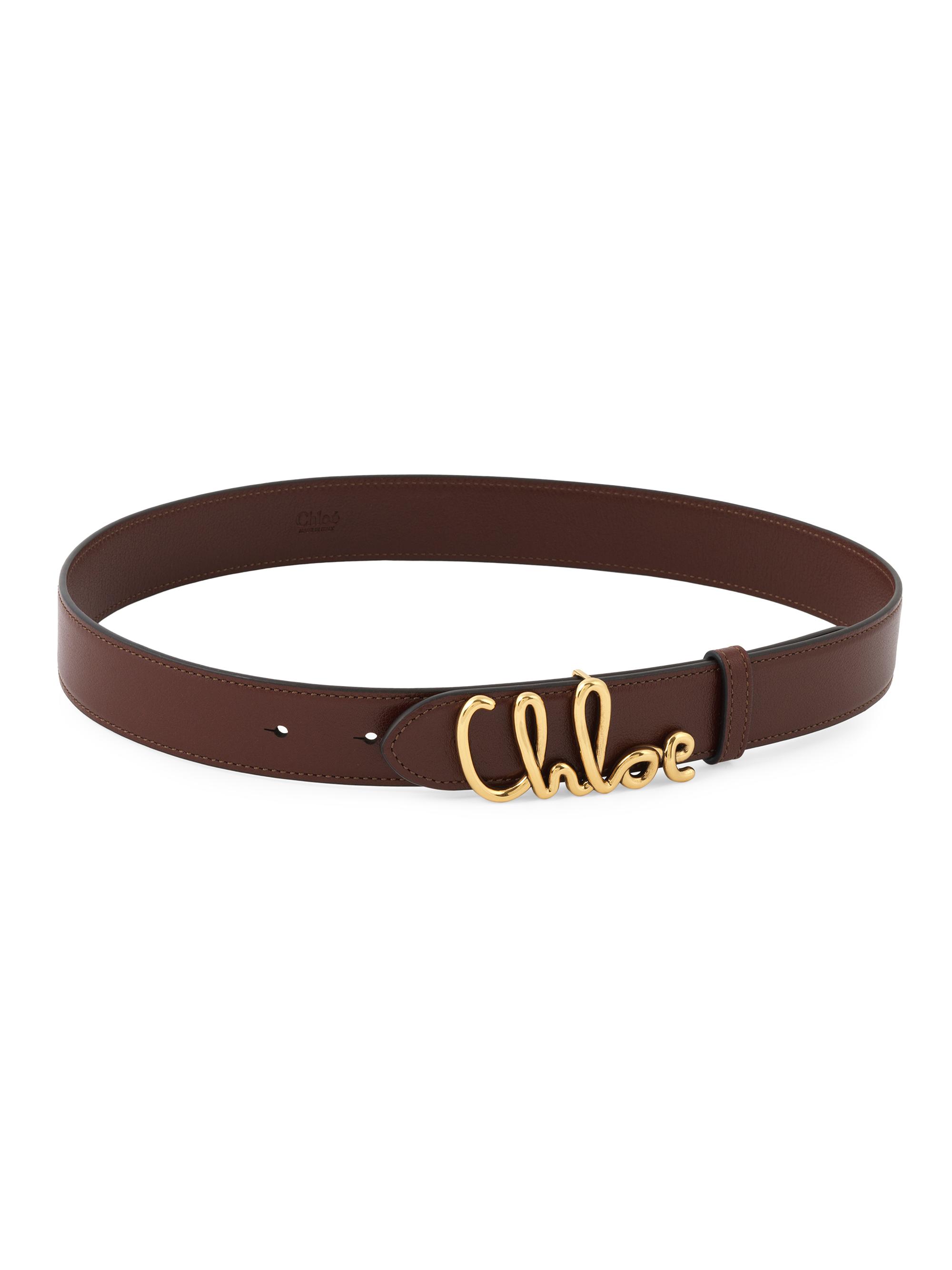 Chloé Women's Logo Buckle Leather Belt - Crafty Brown