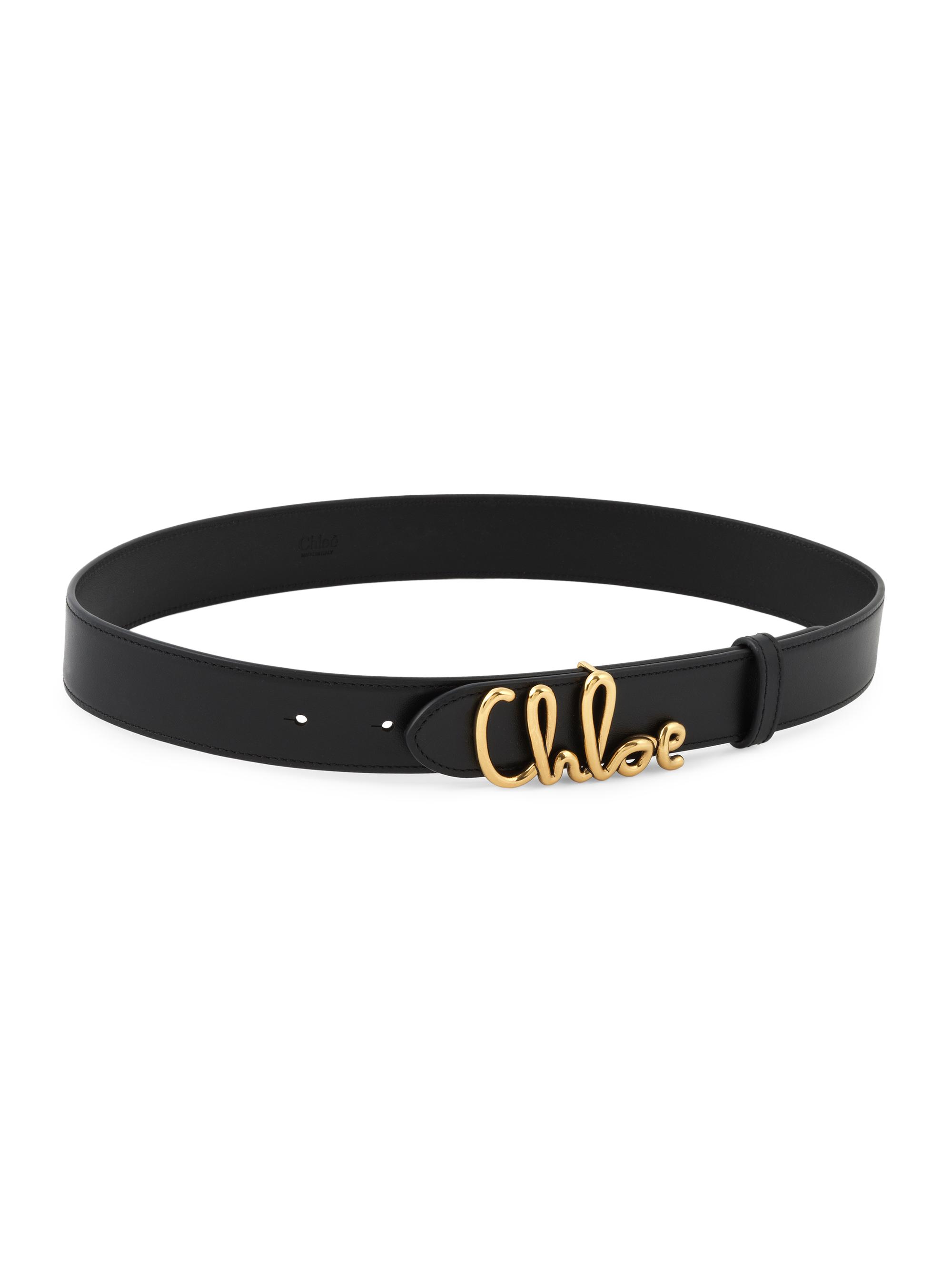 Chloé Women's Iconic Logo Leather Belt - Black