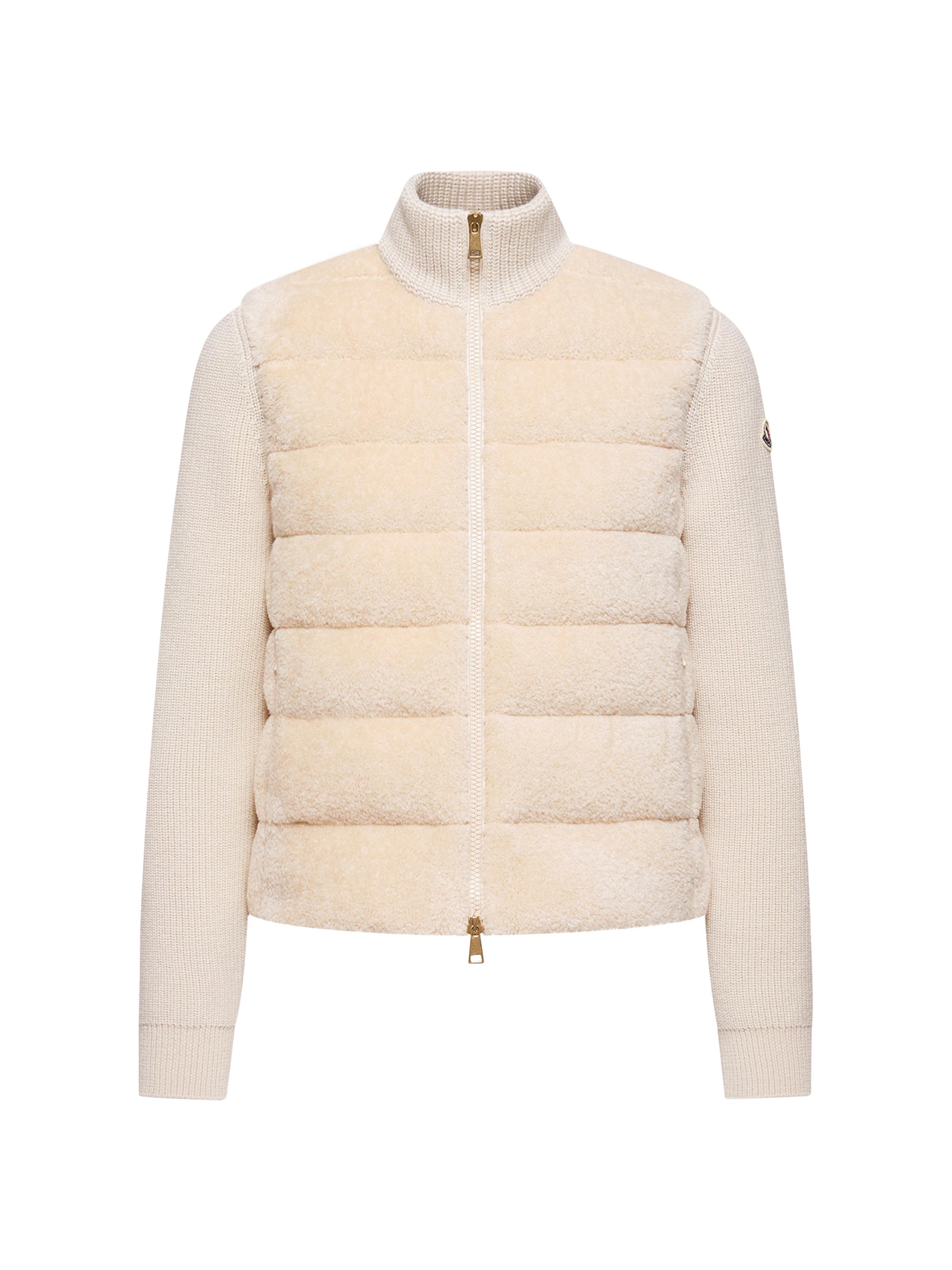 Moncler Women's Down-Filled Cardigan in Teddy & Wool - Beige