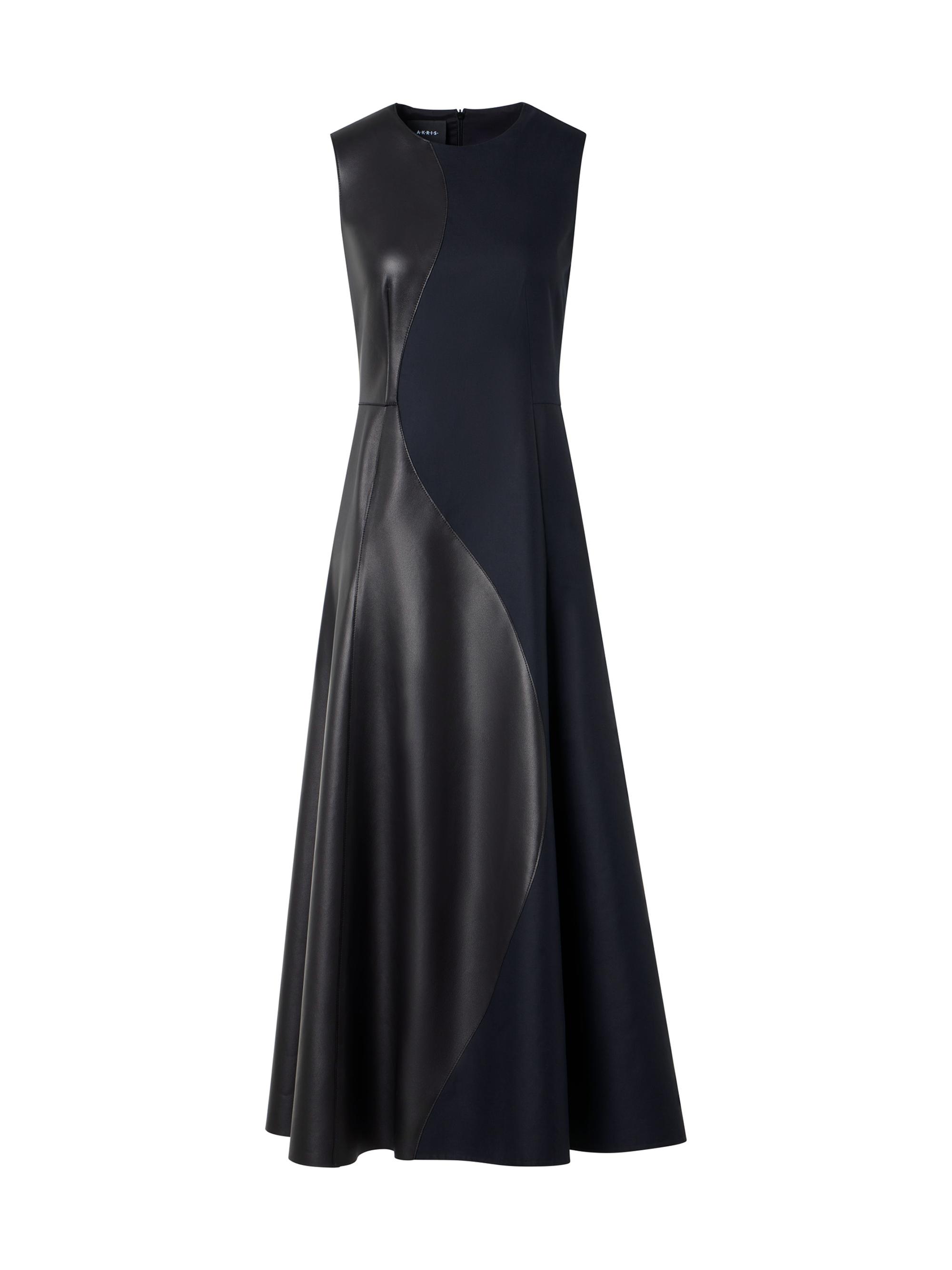 Akris Women's Mixed Media Patchwork Midi-Dress - Black