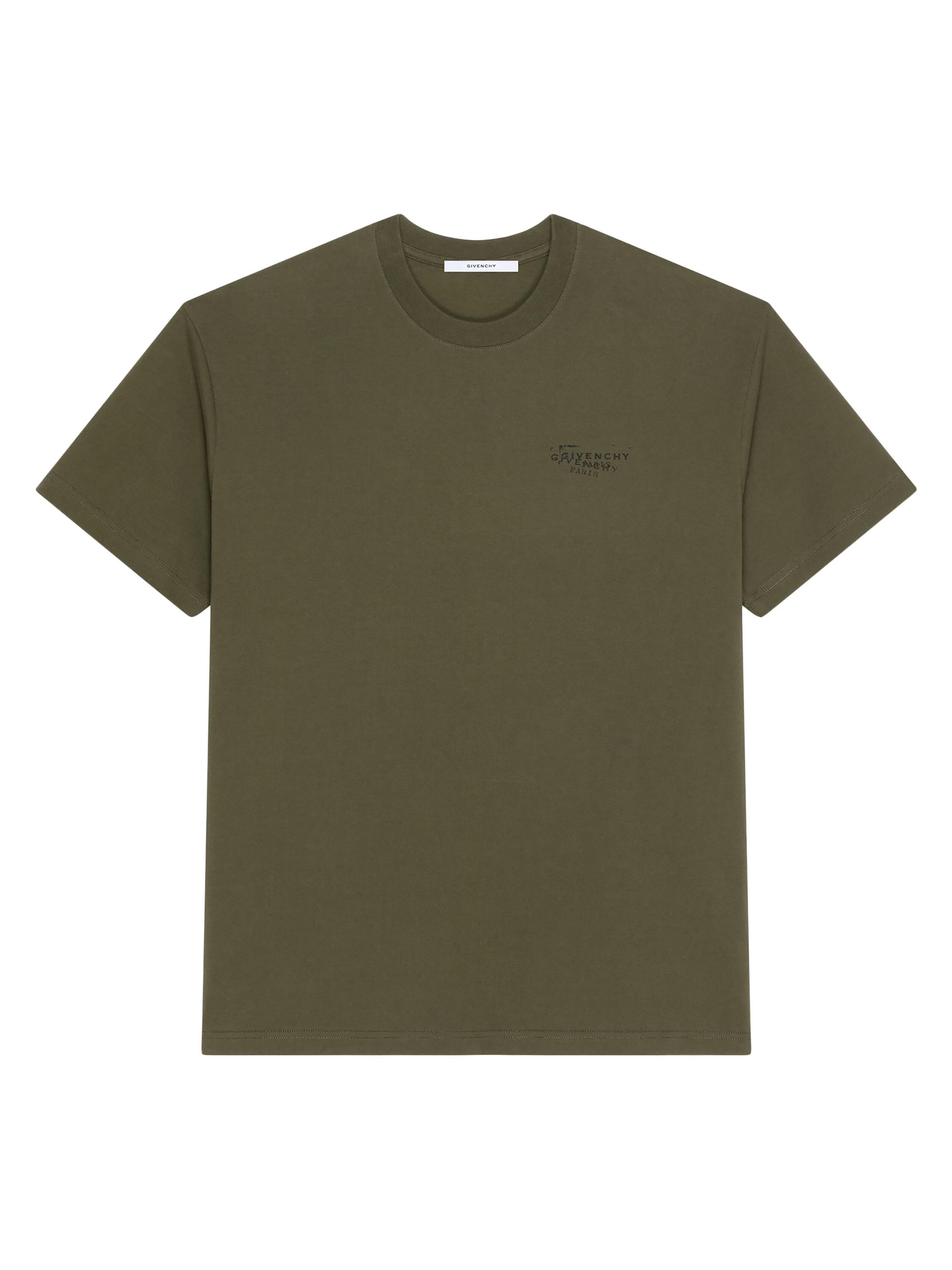 Givenchy Men's T-Shirt in Cotton with Stamp Print - Khaki