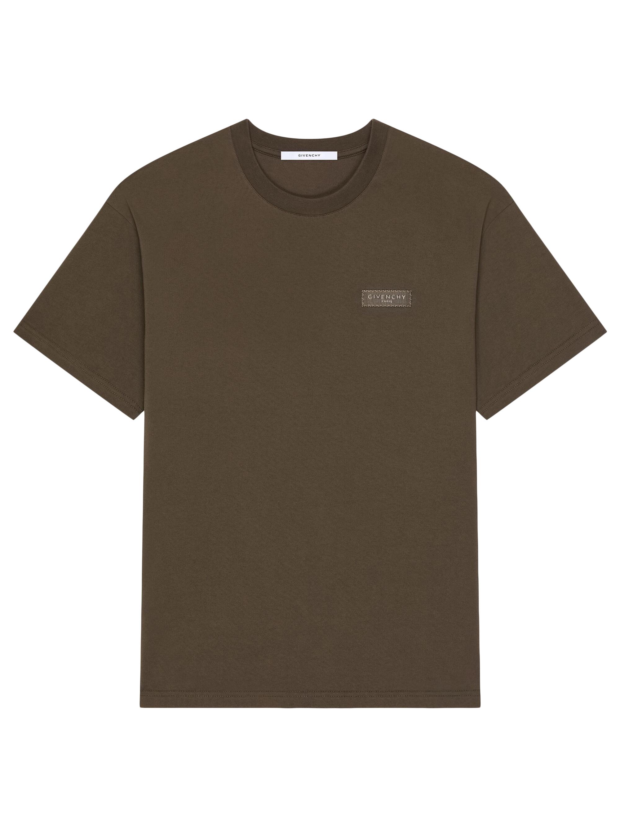 Givenchy Men's T-Shirt in Cotton with Paris Gros Grain - Ebony Brown