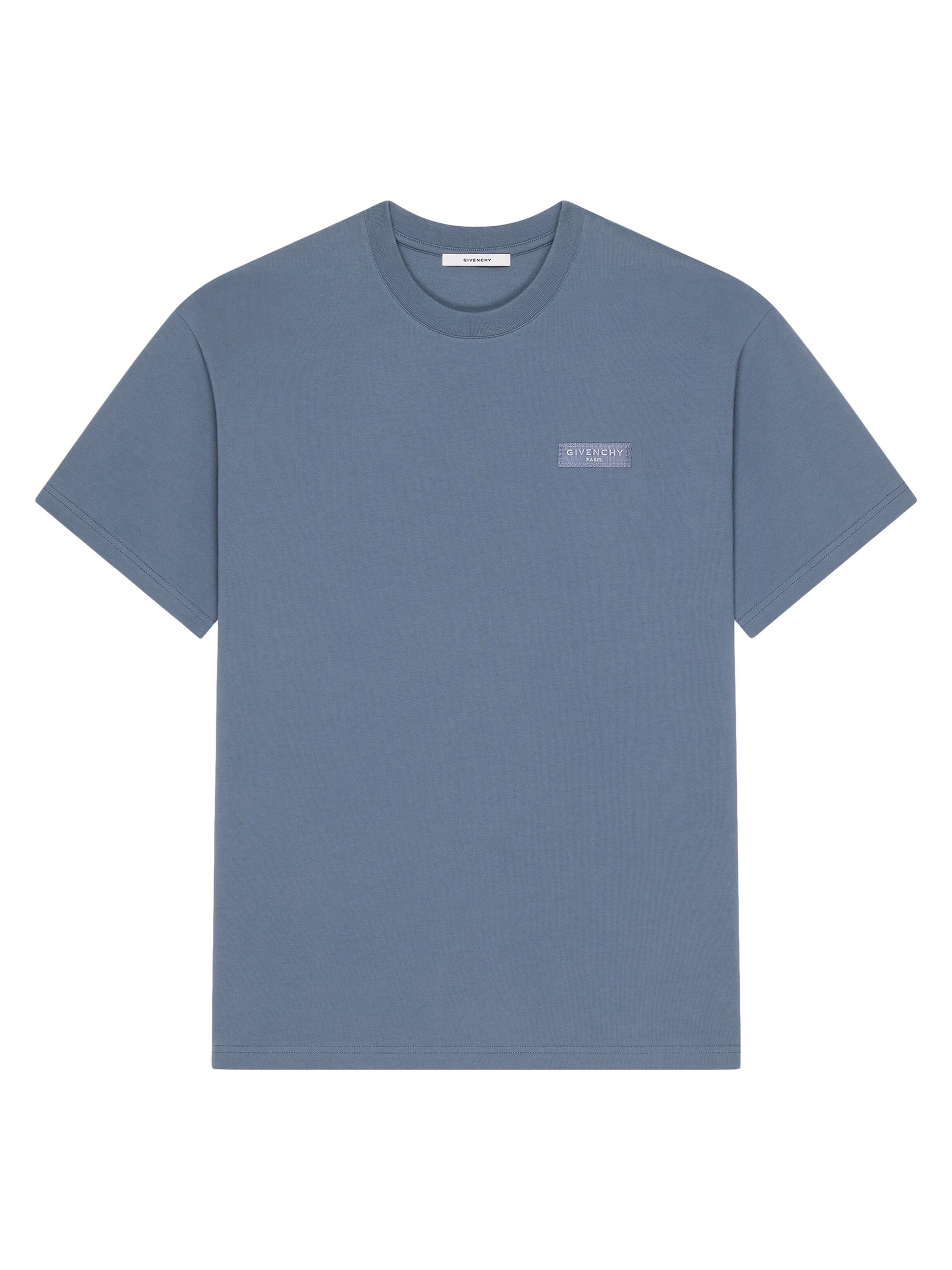 Givenchy Men's T-Shirt in Cotton with Paris Gros Grain - Military Blue