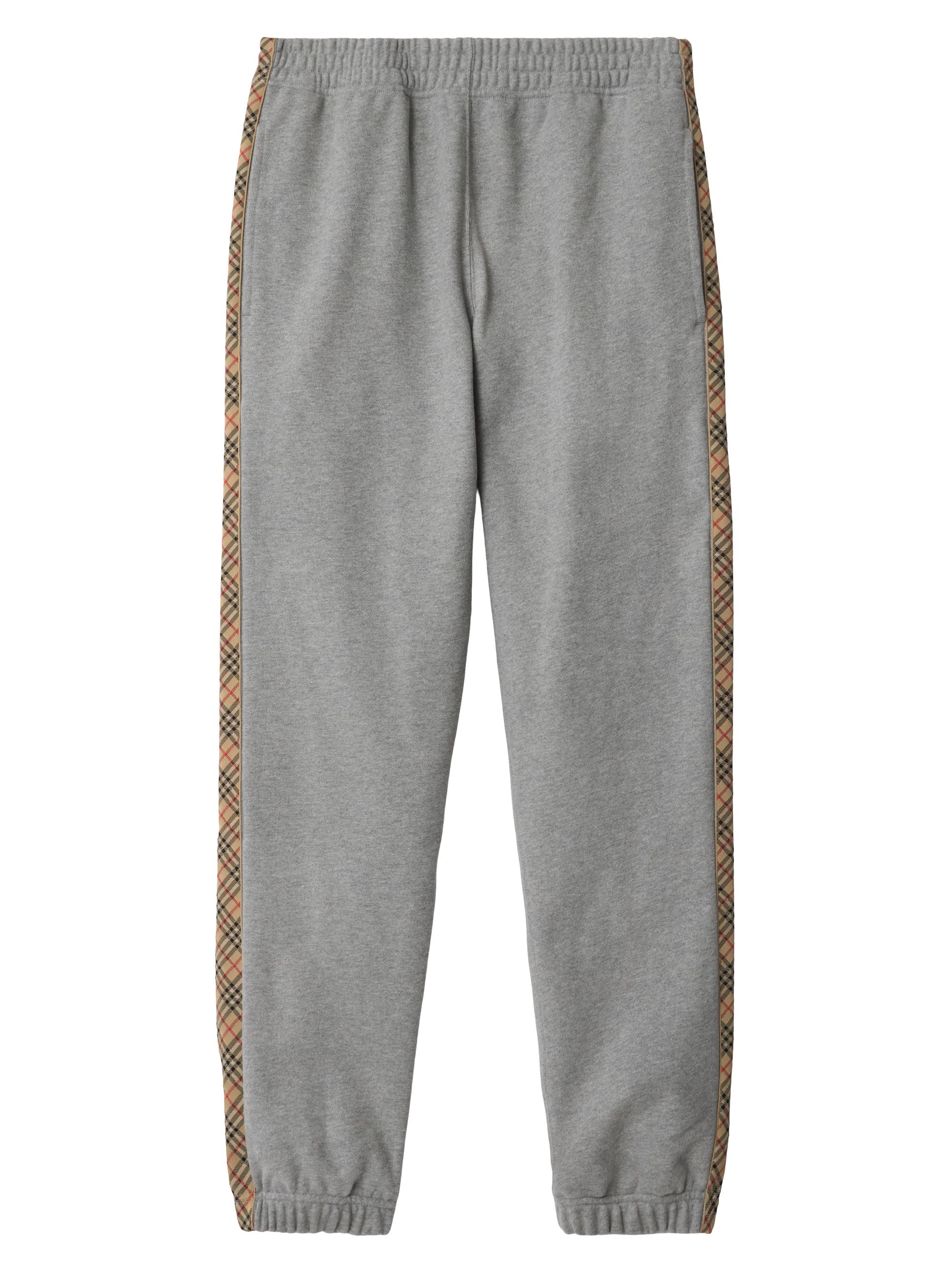Burberry Men's Sid Check Cotton Sweatpants - Pale Grey Melange